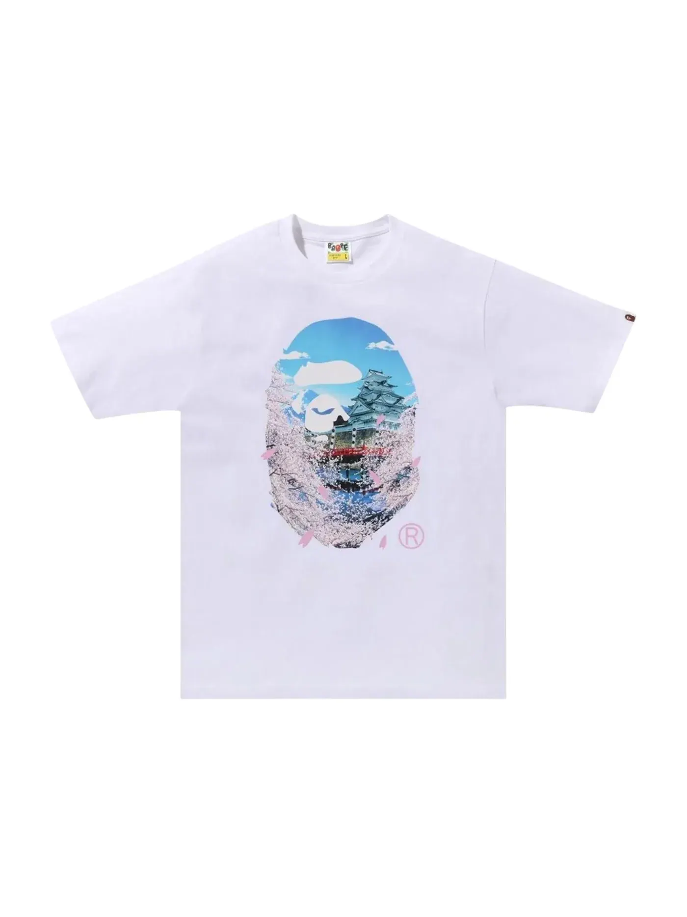 Мужская футболка с принтом BAPE Sakura Photo Ape Head II Tee — изображение 1 из 1, белый