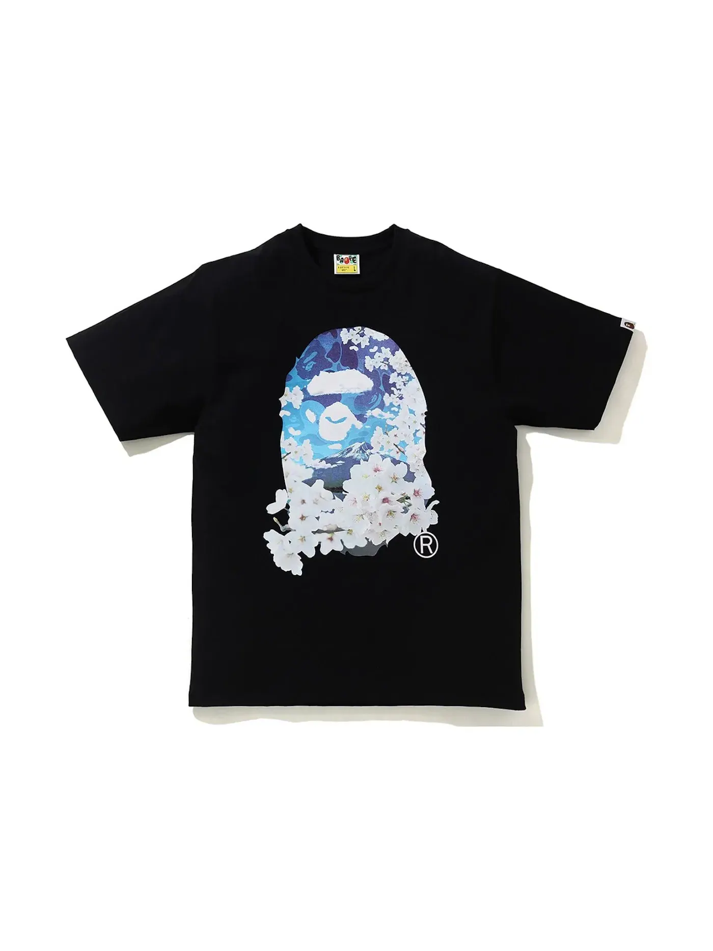 Мужская футболка с принтом BAPE Sakura Photo Ape Head Tee BAPE — изображение 1 из 2, черный