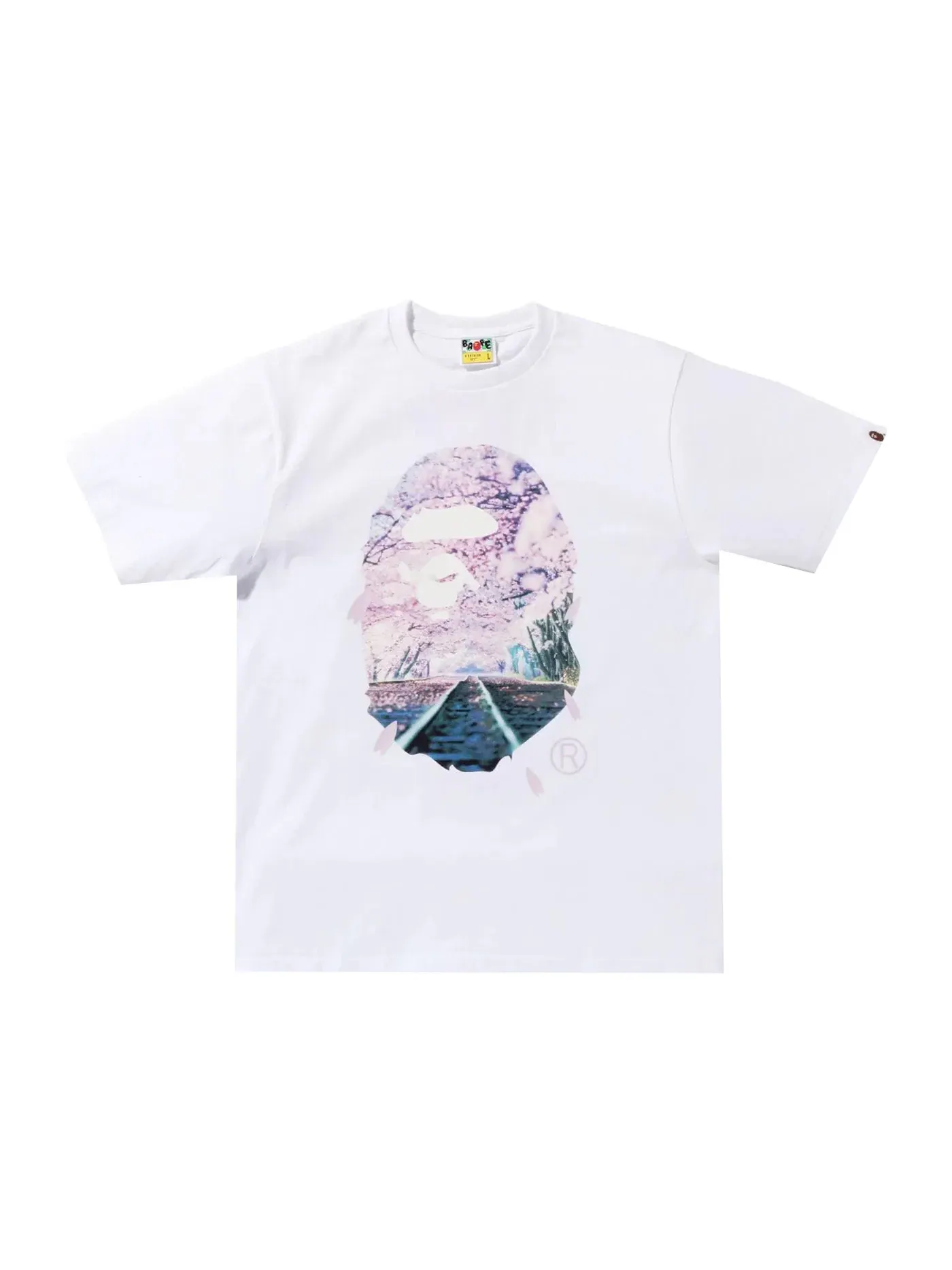 Мужская футболка с принтом Sakura Photo Ape Head BAPE — изображение 1 из 3, белый