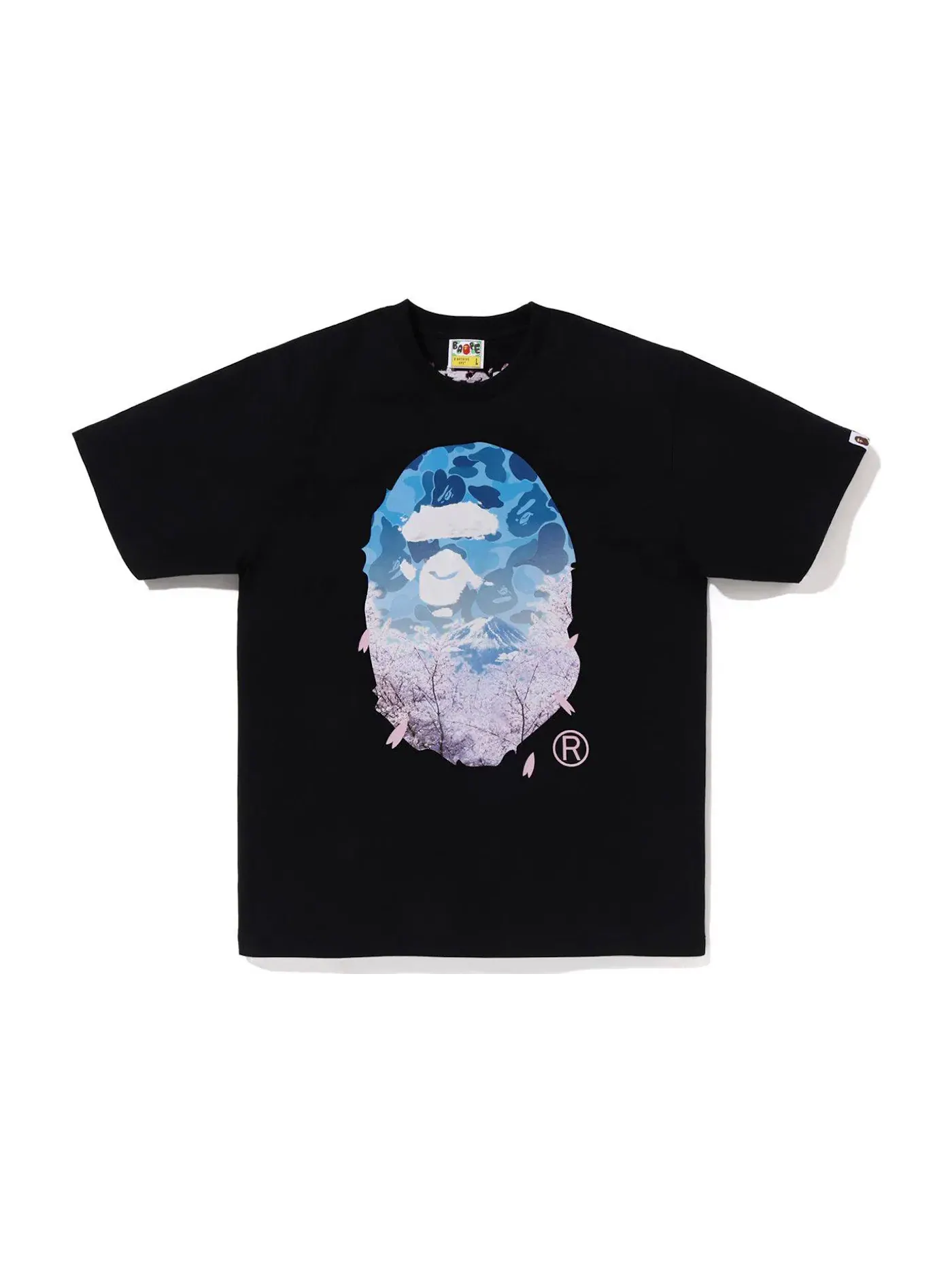 Мужская футболка с принтом Sakura Photo Ape Head BAPE — изображение 1 из 2, черный