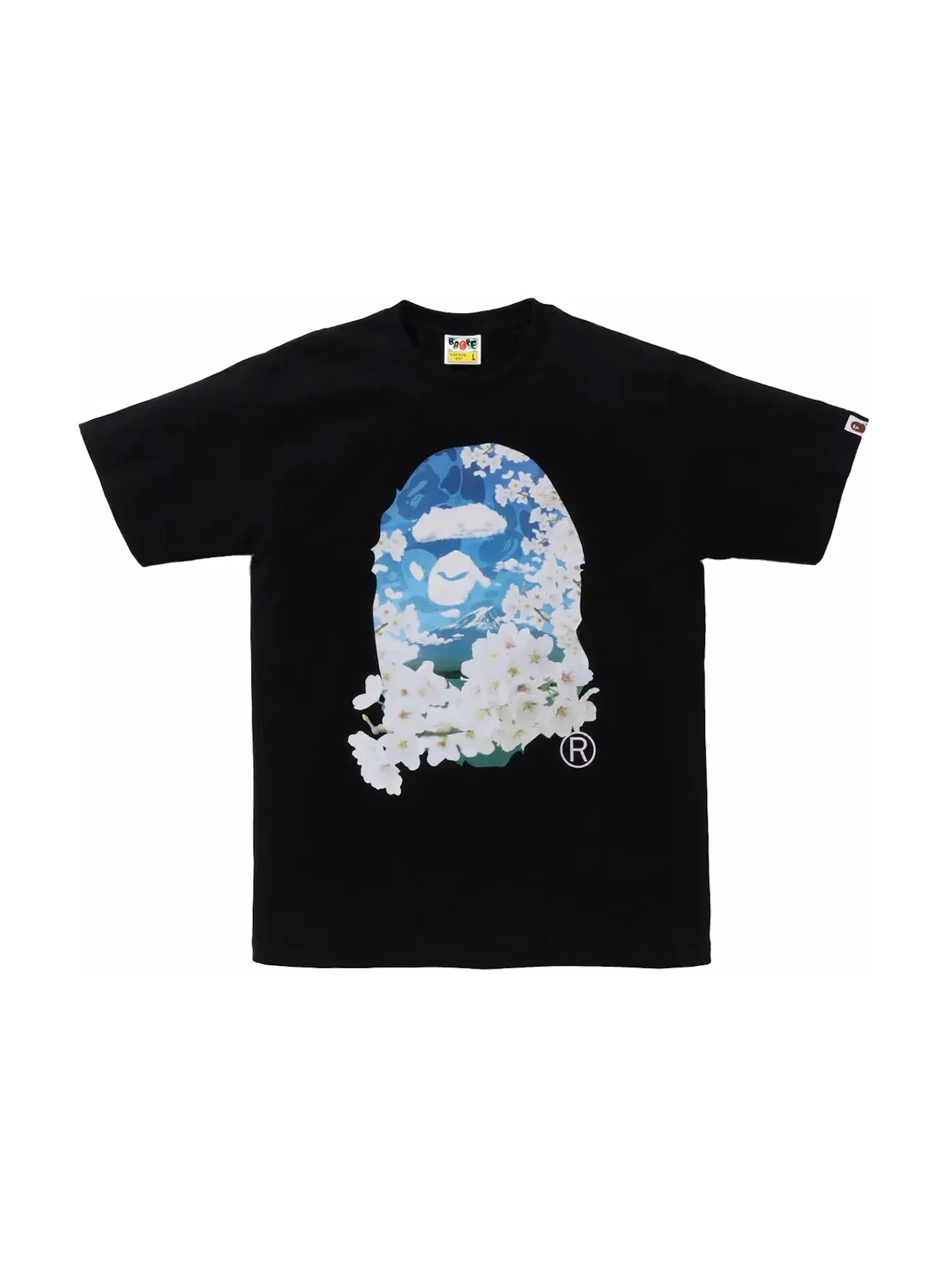 Мужская футболка с принтом Sakura Photo Ape Head BAPE — изображение 1 из 2, черный