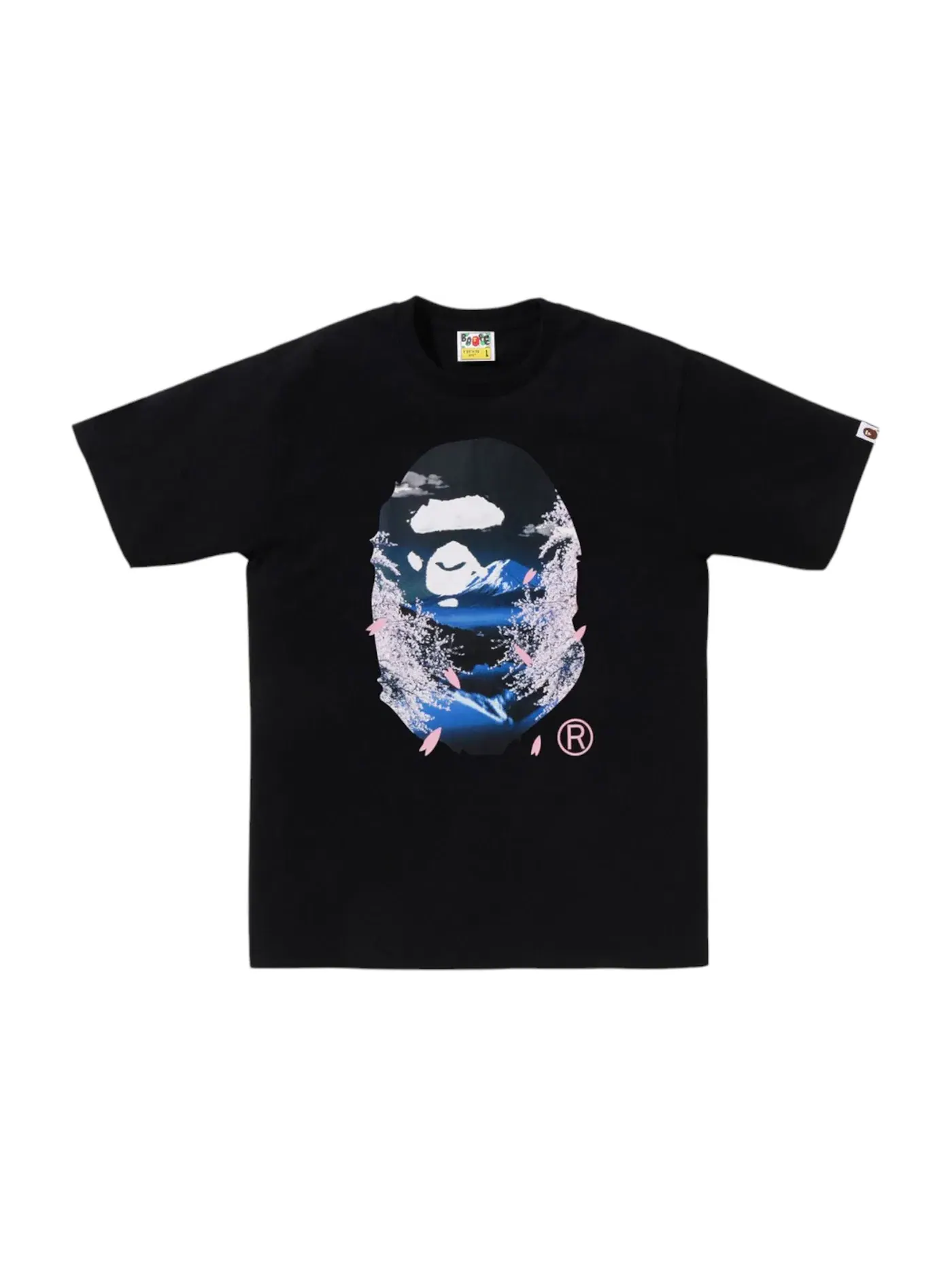 Мужская футболка с принтом BAPE Sakura Photo Ape Head Tee (SS25) BAPE — изображение 1 из 2, черный