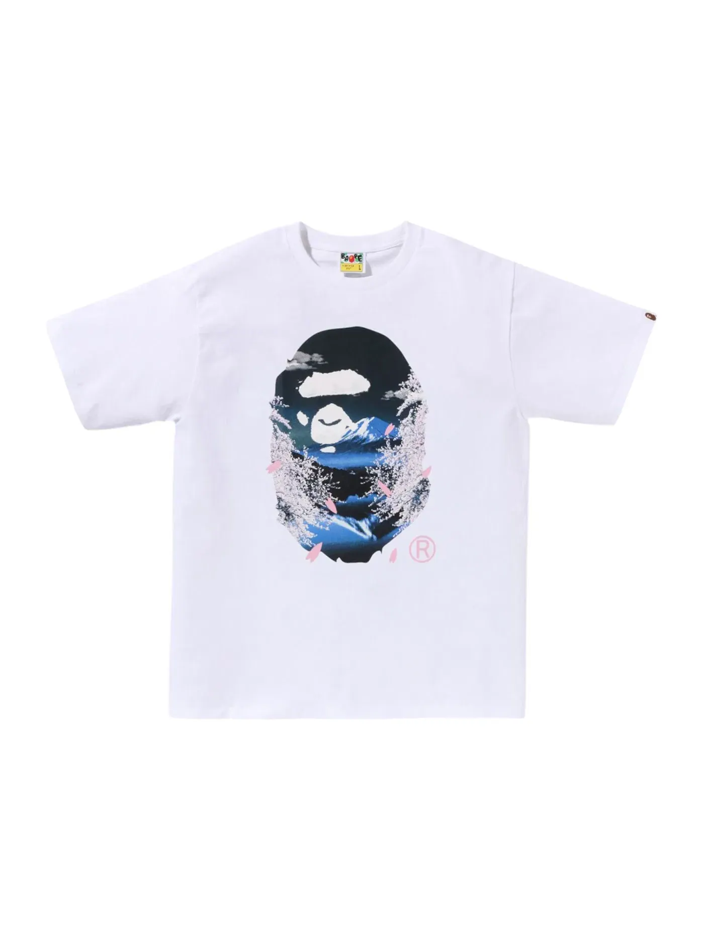 Мужская футболка с принтом Sakura Photo Ape Head BAPE — изображение 1 из 2, белый