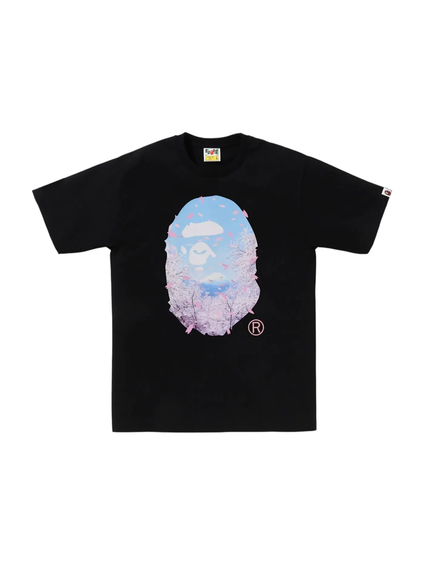 Мужская футболка с принтом BAPE Sakura Photo Ape Head Tee (SS26) BAPE — изображение 1 из 1, черный