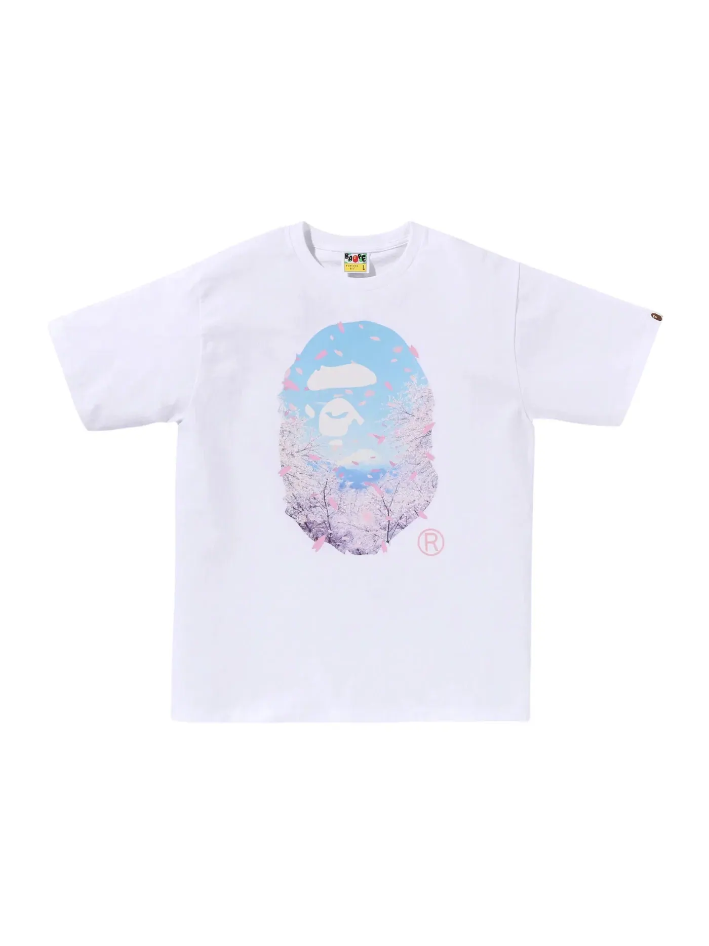 Мужская футболка с принтом BAPE Sakura Photo Ape Head Tee (SS26) BAPE — изображение 1 из 1, белый