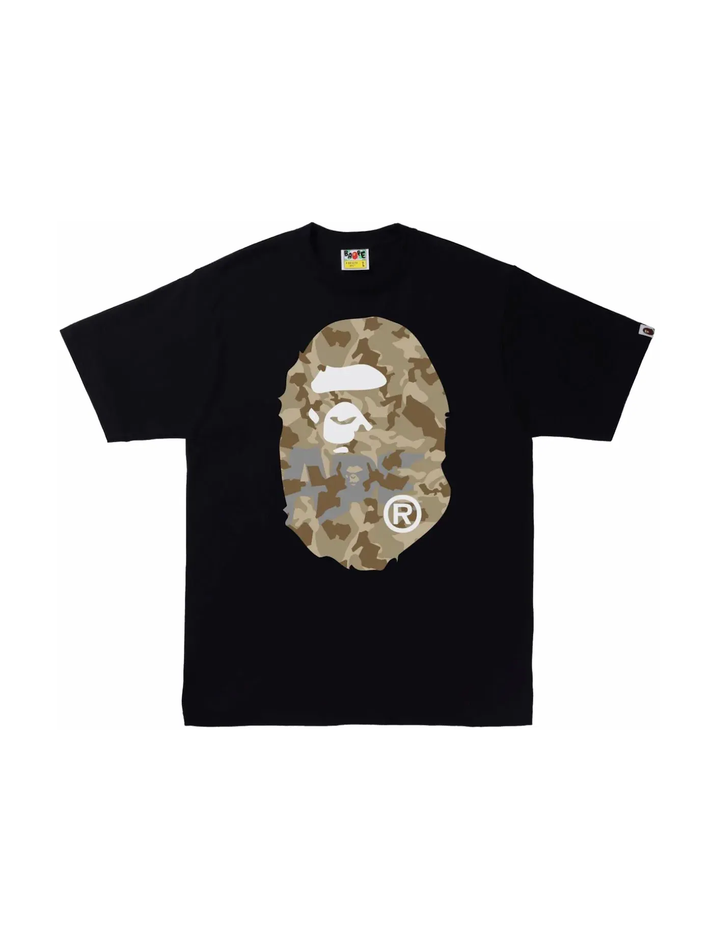 Мужская футболка с принтом BAPE Sand Camo Big Ape Head Tee — изображение 1 из 2, черный/бежевый