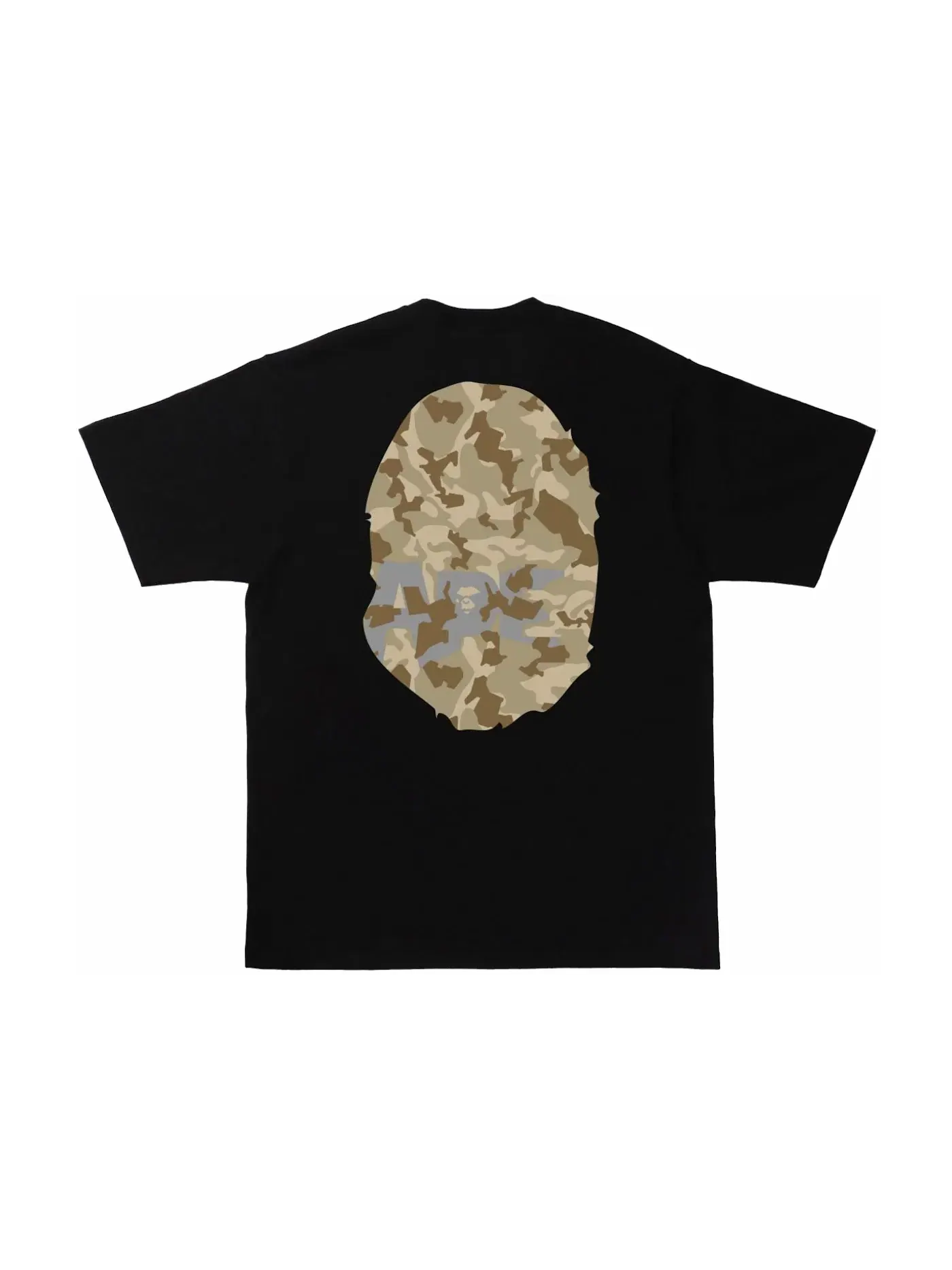 Мужская футболка с принтом BAPE Sand Camo Big Ape Head Tee — изображение 2 из 2, черный/бежевый