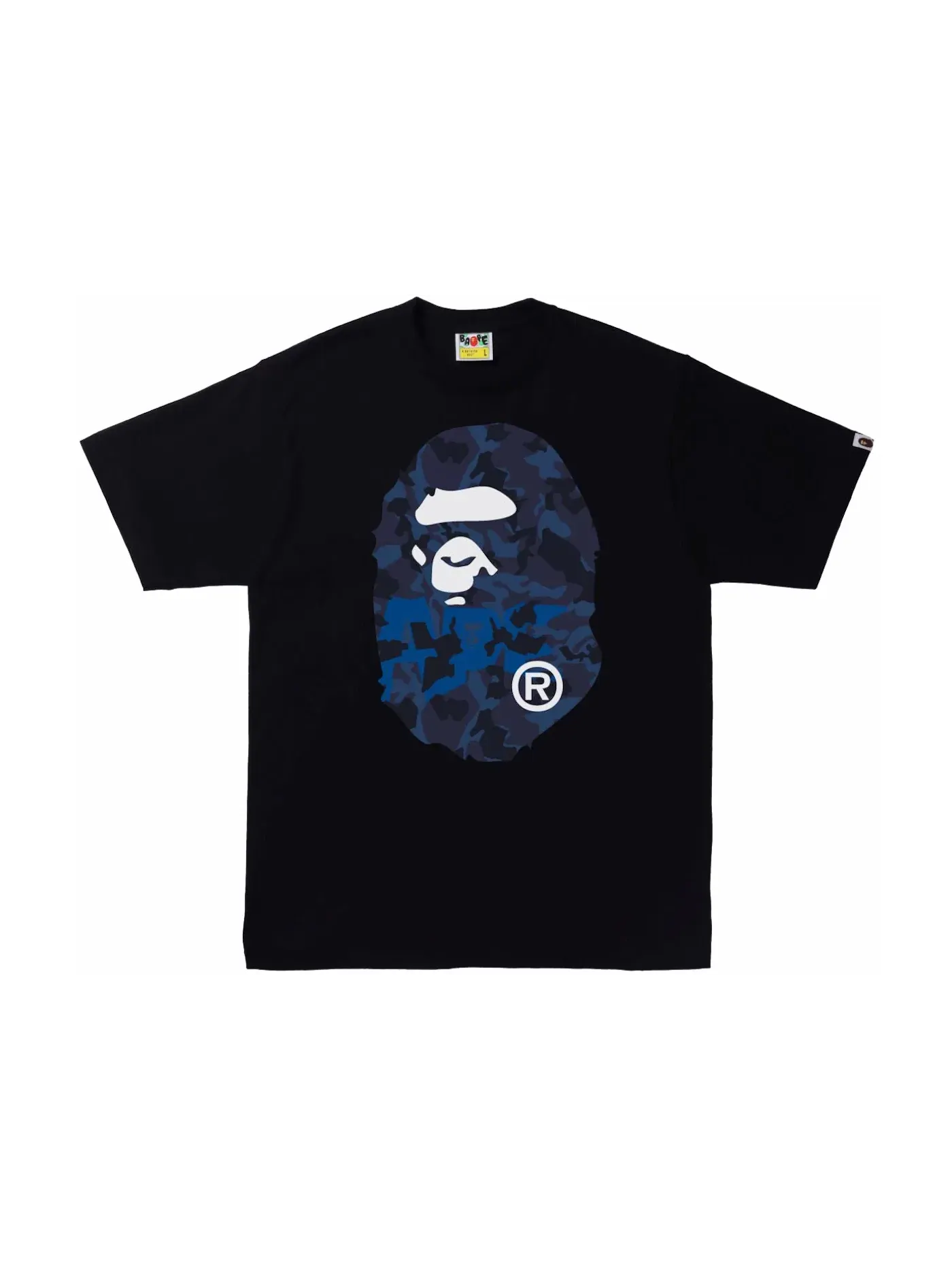 Мужская футболка с принтом BAPE Sand Camo Big Ape Head Tee BAPE — изображение 1 из 2, черный/темно-синий