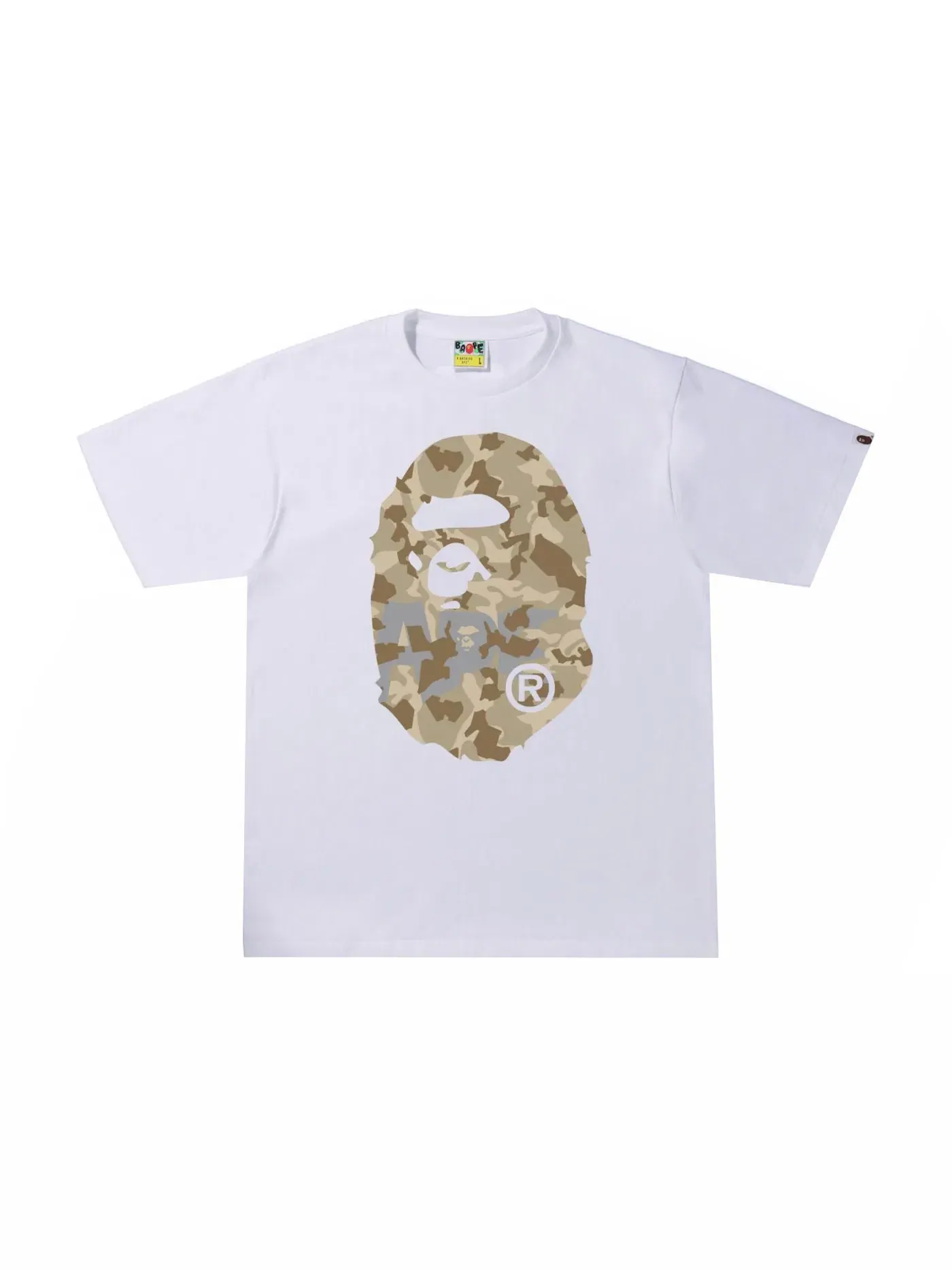 Мужская футболка с принтом BAPE Sand Camo Big Ape Head Tee — изображение 1 из 2, белый бежевый
