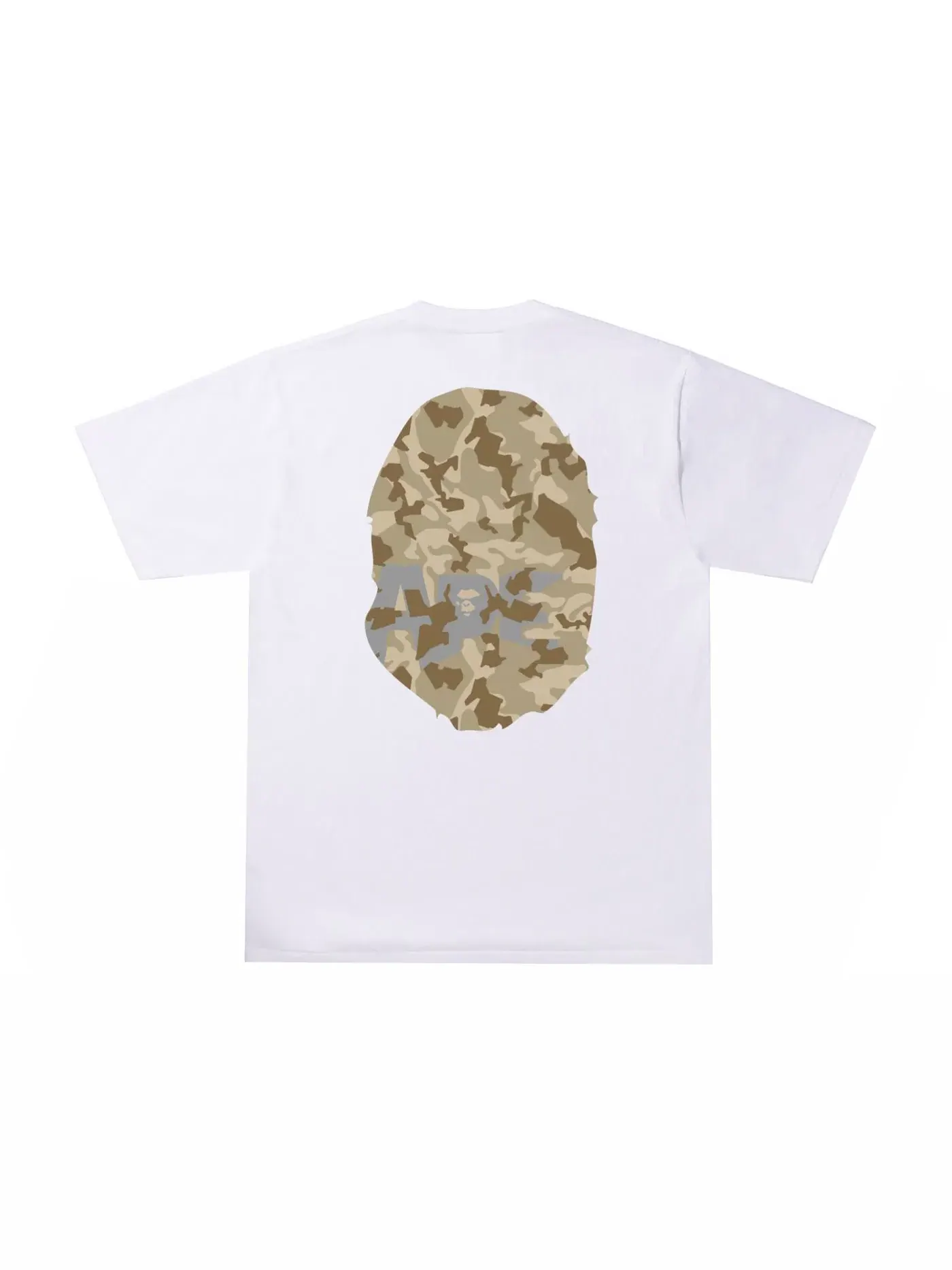Мужская футболка с принтом BAPE Sand Camo Big Ape Head Tee — изображение 2 из 2, белый бежевый