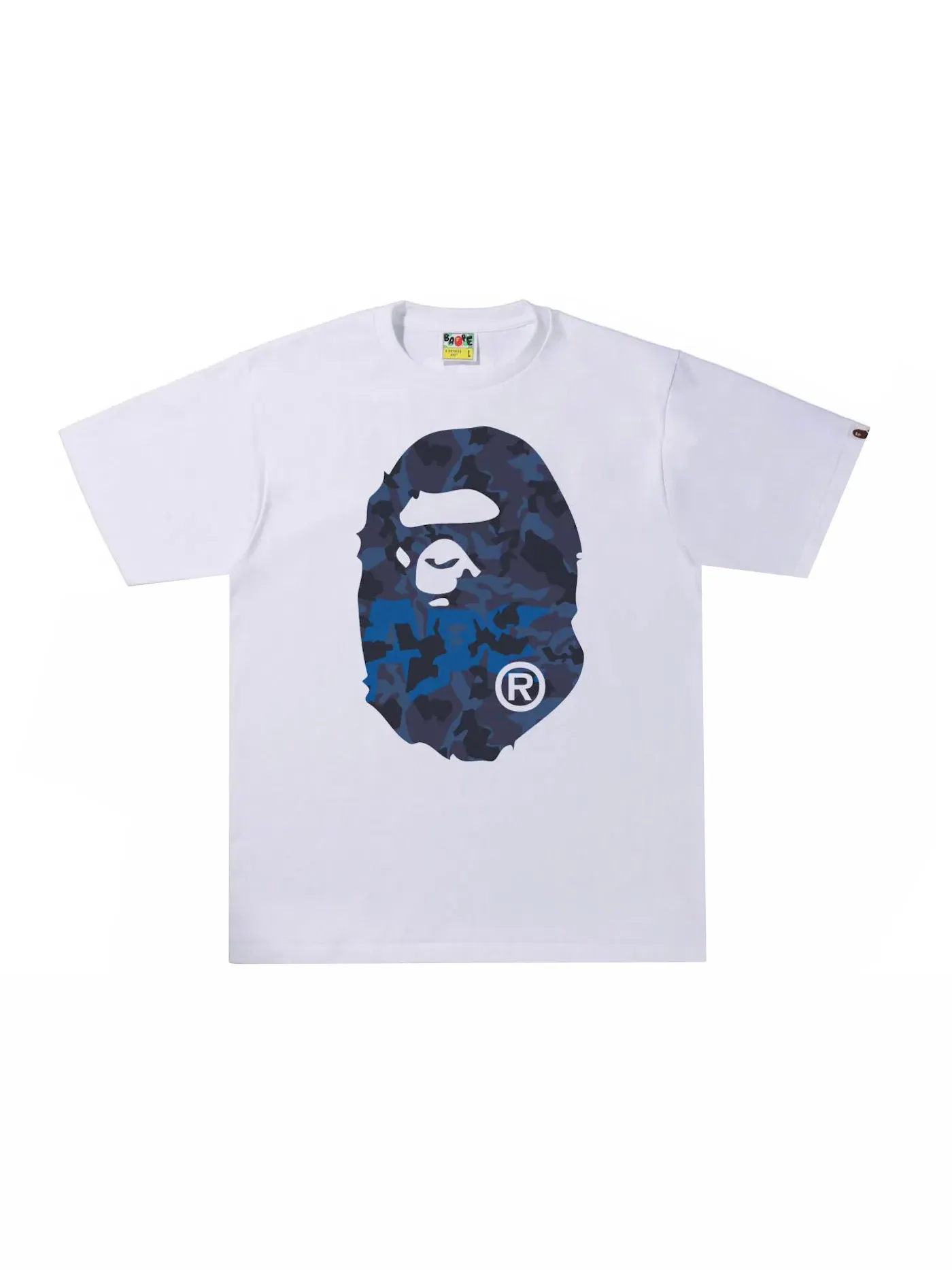 Мужская футболка с принтом BAPE Sand Camo Big Ape Head Tee — изображение 1 из 2, белый/темно-синий