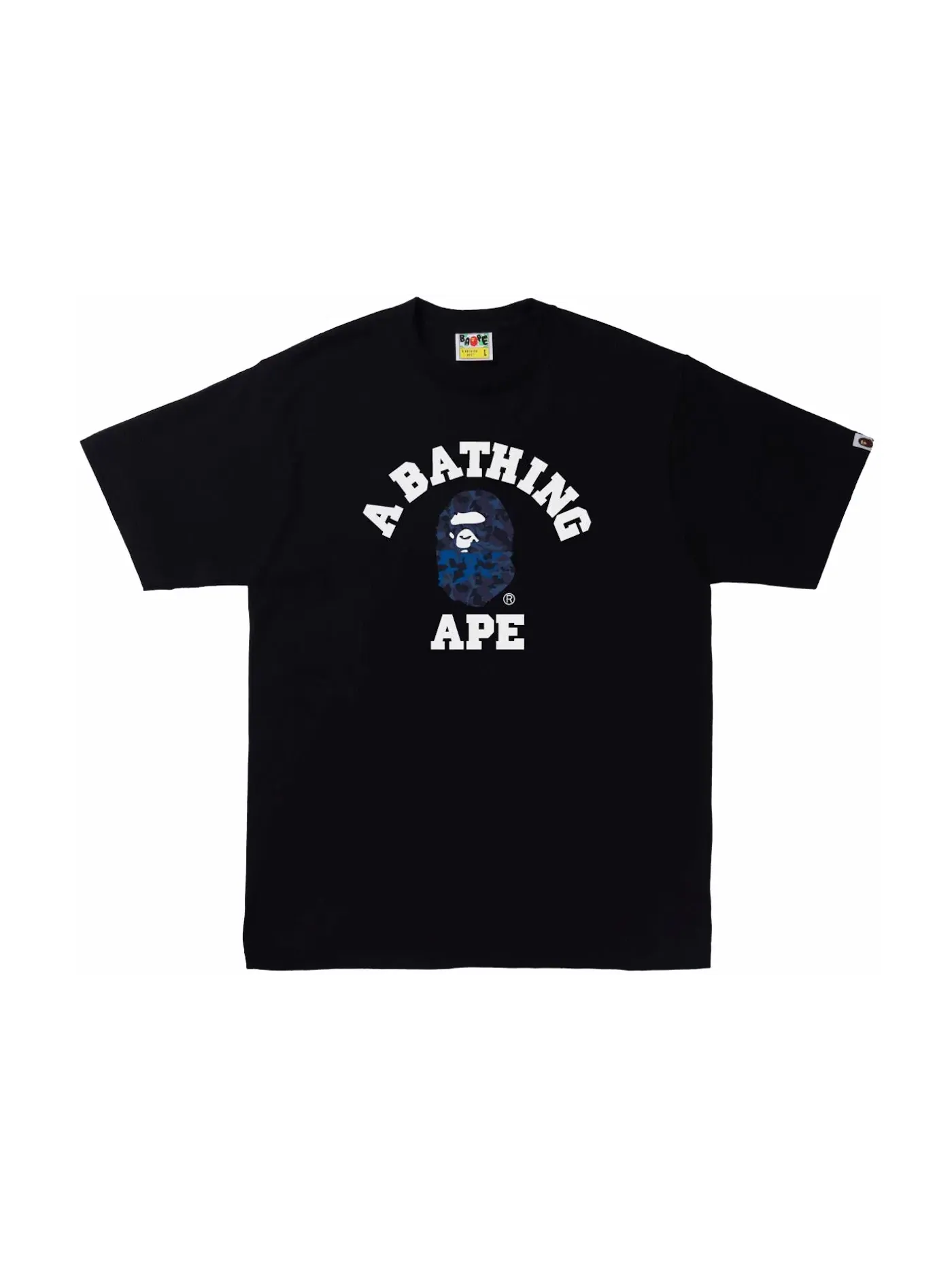 Мужская футболка хлопковая BAPE Sand Camo College Tee — изображение 1 из 1, черный/темно-синий