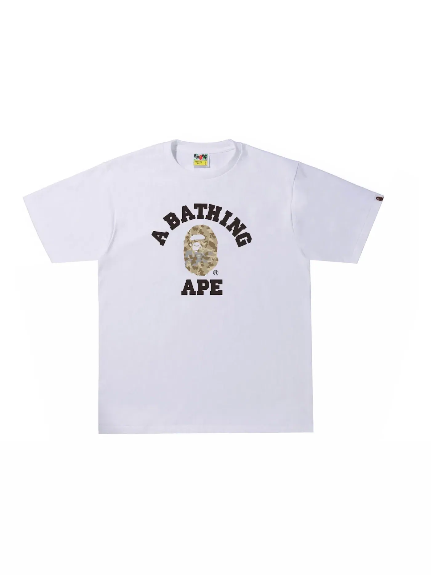 Мужская футболка с принтом BAPE Sand Camo College Tee BAPE — изображение 1 из 1, белый/бежевый