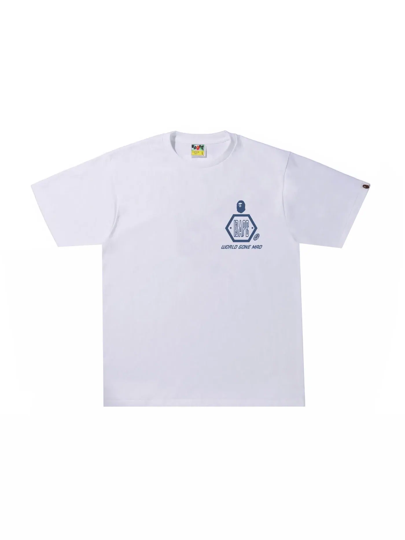 Мужская футболка с принтом BAPE Sand Camo Mad Face Tee BAPE — изображение 2 из 2, белый/темно-синий