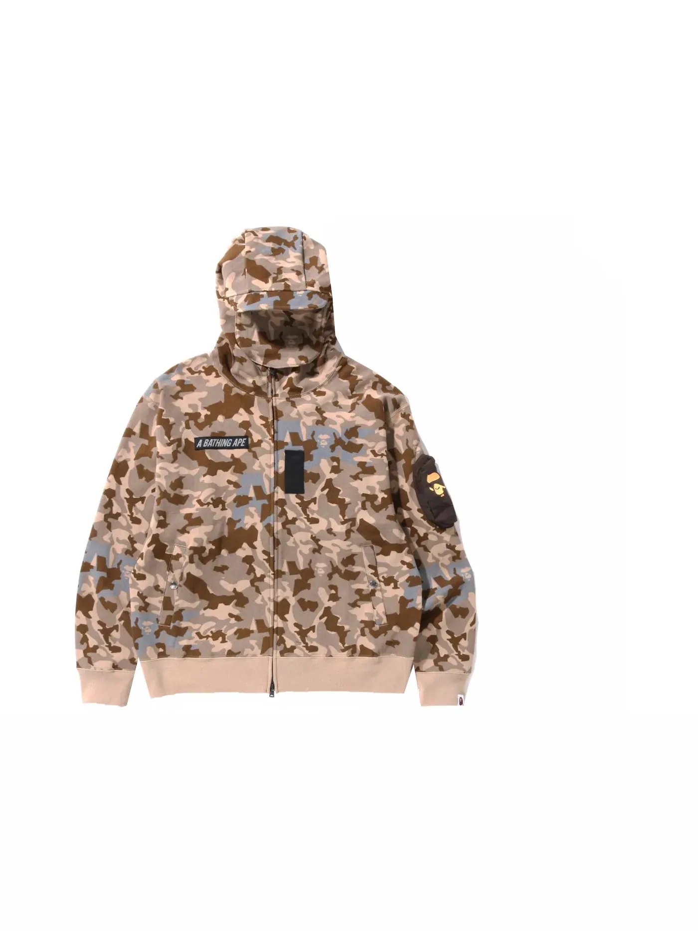Мужская худи с капюшоном и маской камуфляжный Sand Camo Military BAPE — изображение 1 из 3, бежевый