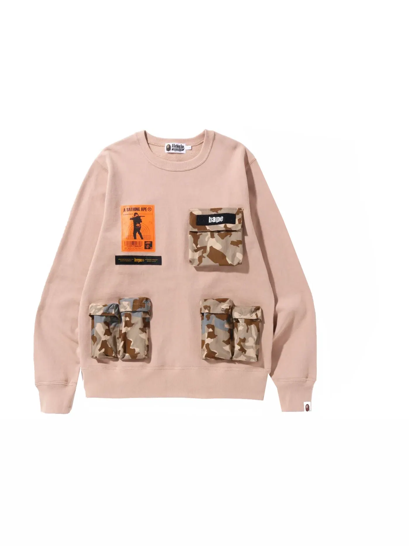 Мужской свитшот с принтом BAPE Crewneck — изображение 1 из 2, бежевый