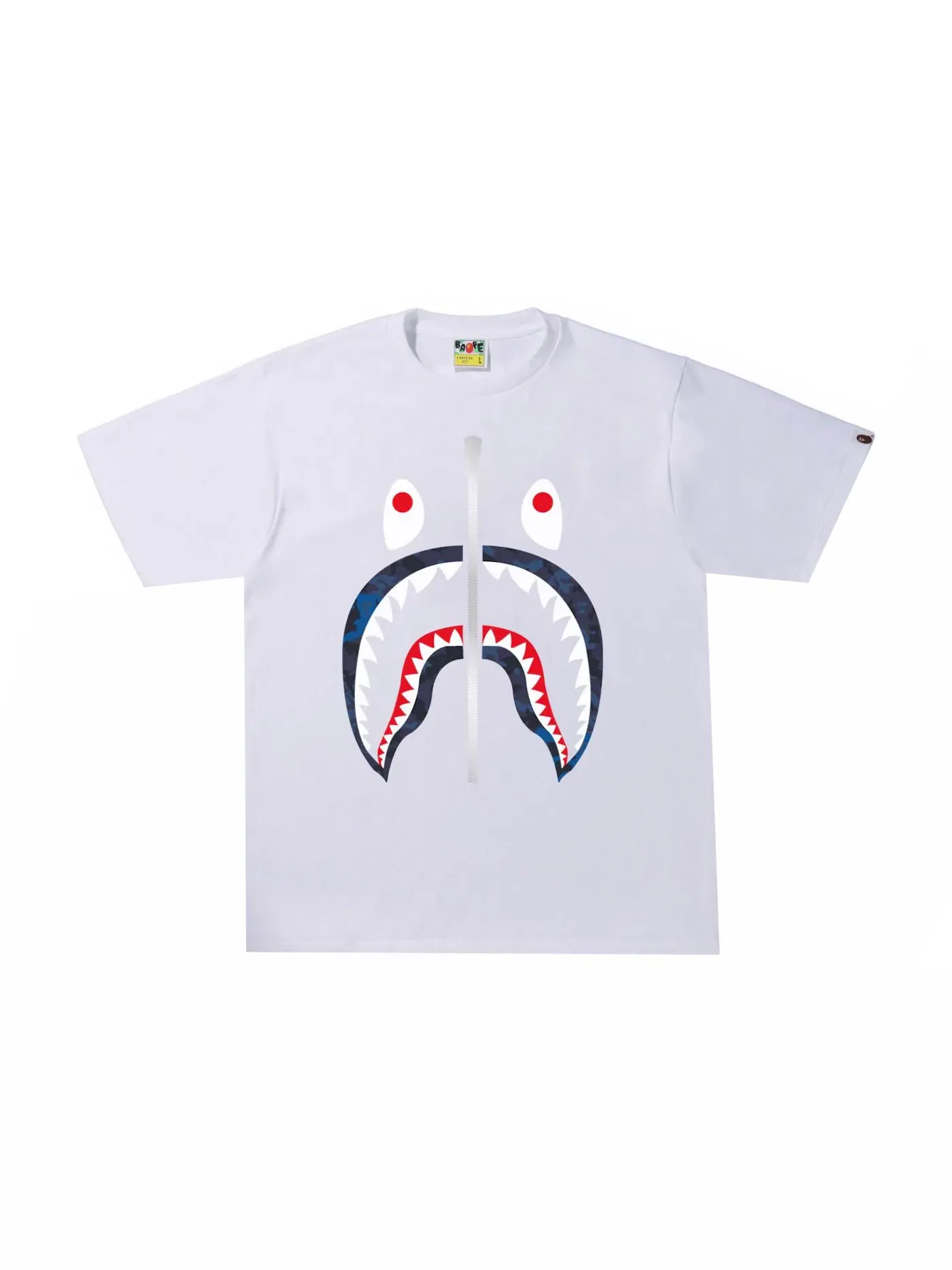 Мужская футболка с принтом BAPE Sand Camo Shark Tee — изображение 1 из 1, белый/темно-синий