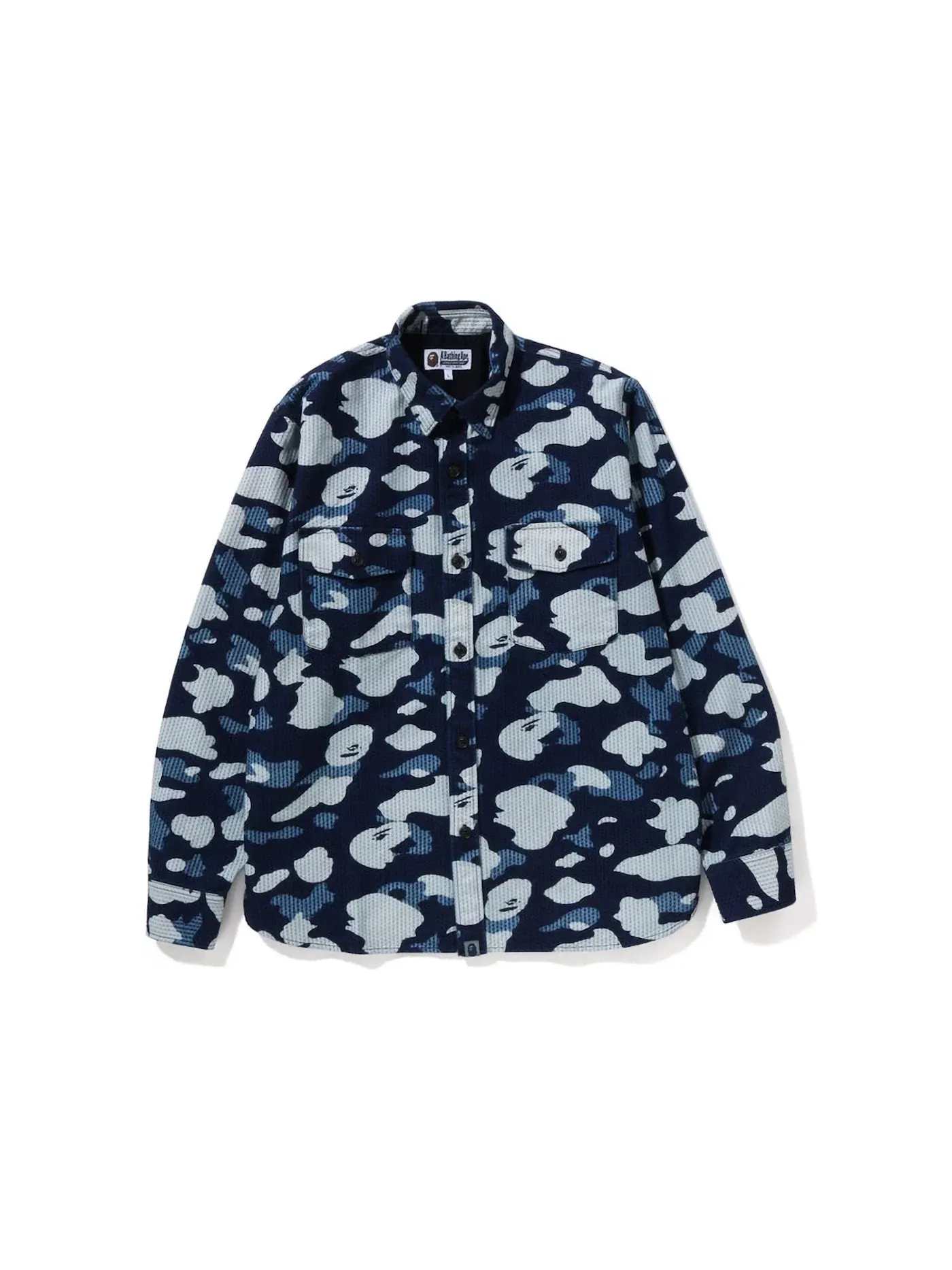 Мужская рубашка свободного кроя с принтом Sashiko Camo BAPE — изображение 1 из 2, синий