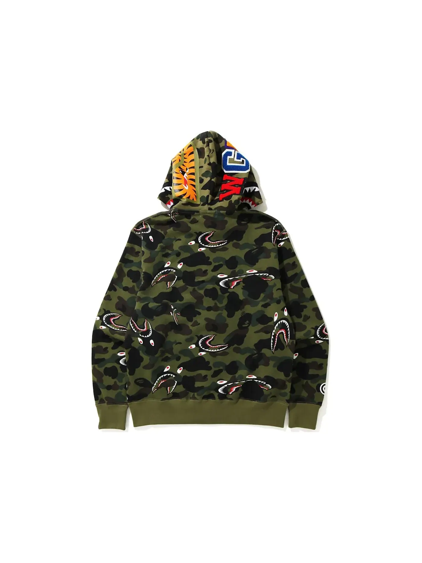 Мужская худи свободного кроя с камуфляжным принтом Shark 1st Camo BAPE — изображение 3 из 3, зеленый