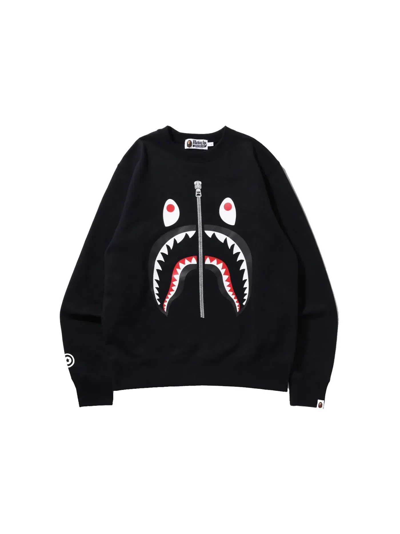 Мужской свитшот с принтом BAPE Crewneck (SS22) — изображение 1 из 2, черный