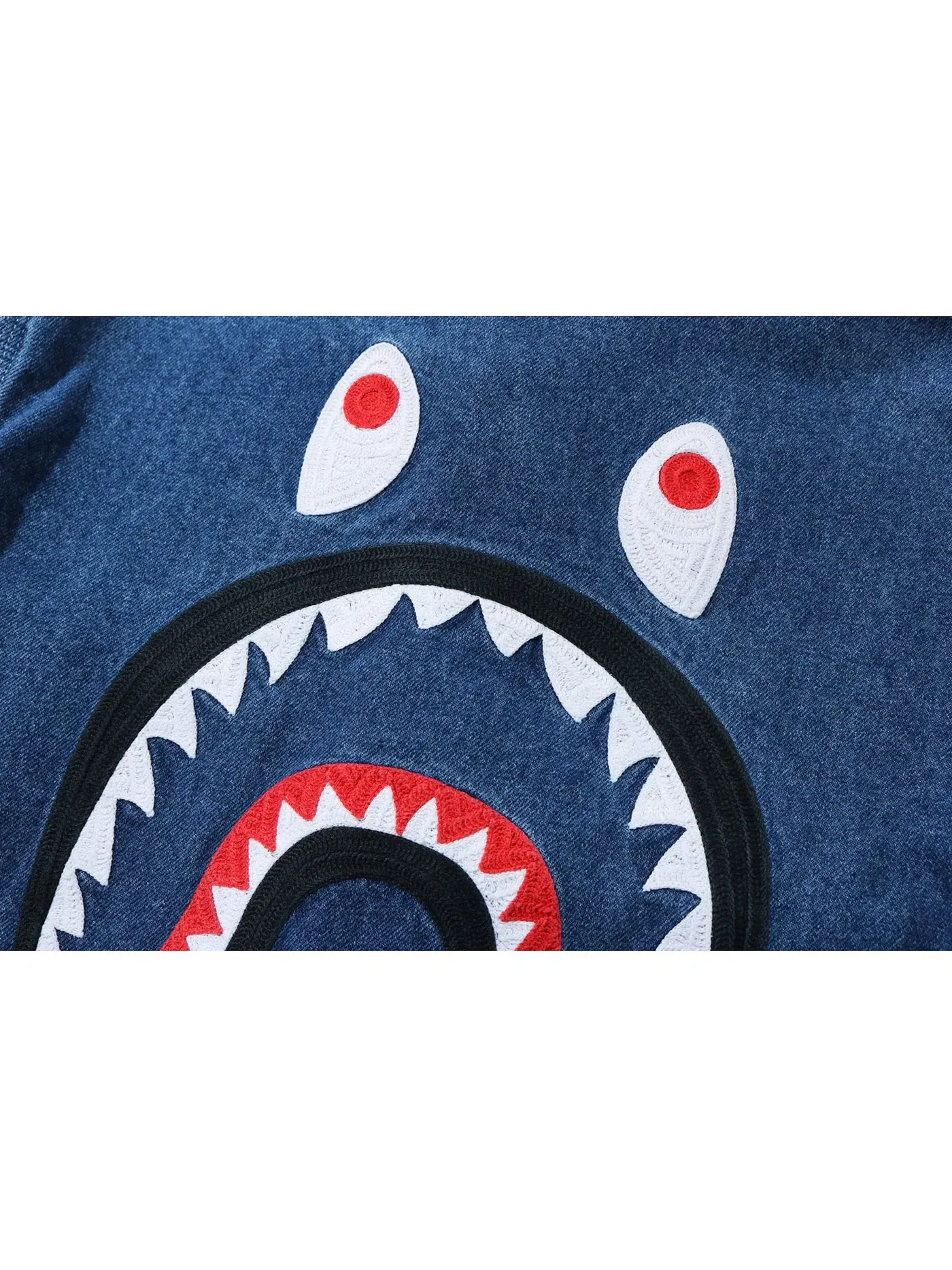 Мужская джинсовая куртка-комбинезон с принтом Shark BAPE — изображение 3 из 3, синий