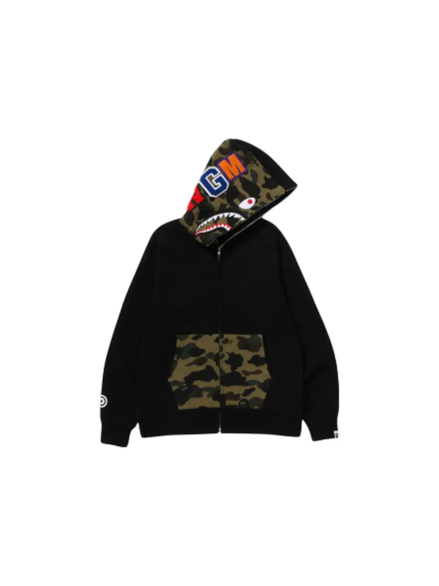 Мужская худи с капюшоном на молнии с принтом Shark Full Zip Hoodie BAPE — изображение 1 из 1, черный