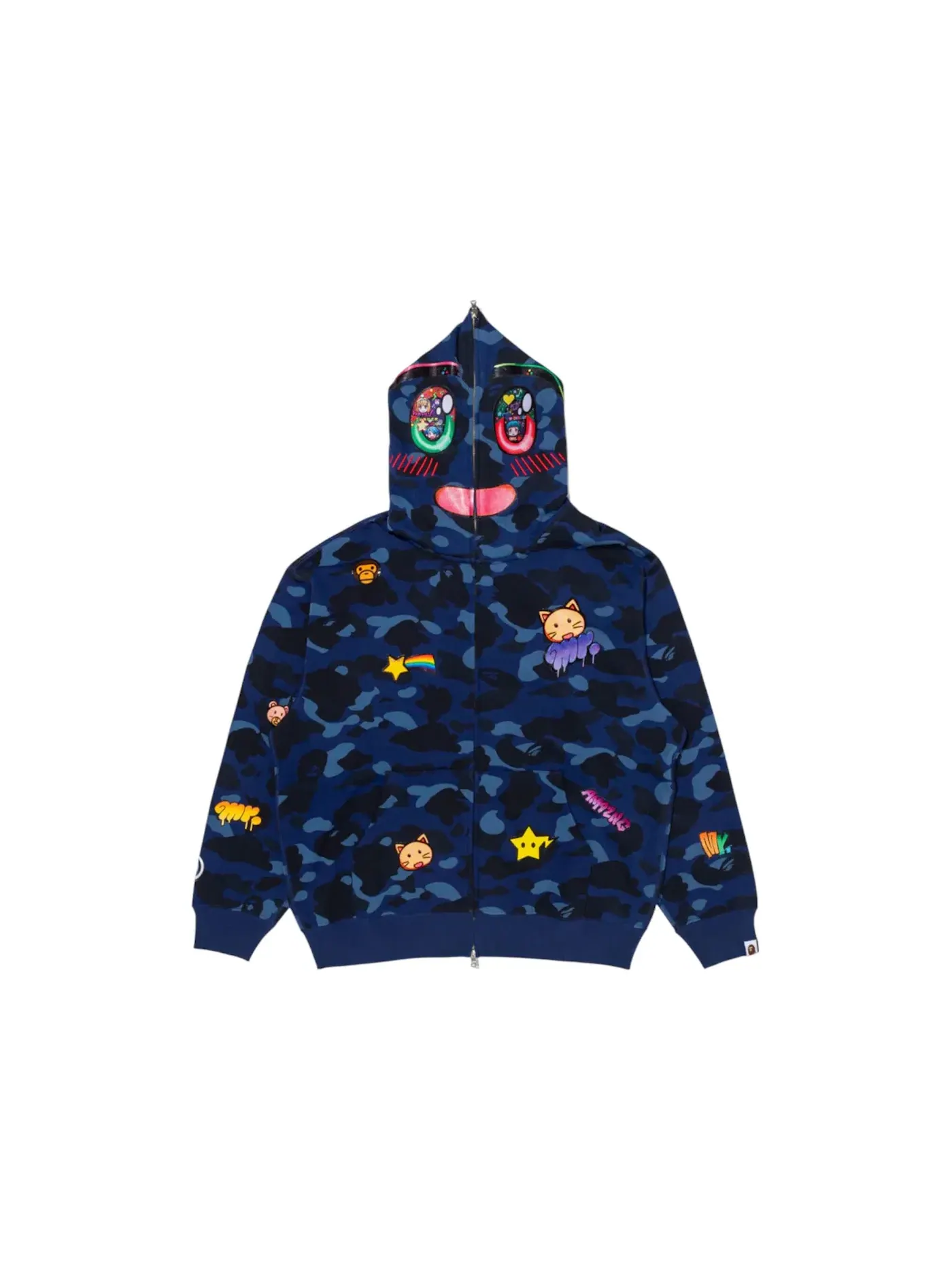 Унисекс худи с принтом BAPE Shark Full Zip Hoodie Blue Multi BAPE — изображение 1 из 2, синий/мульти