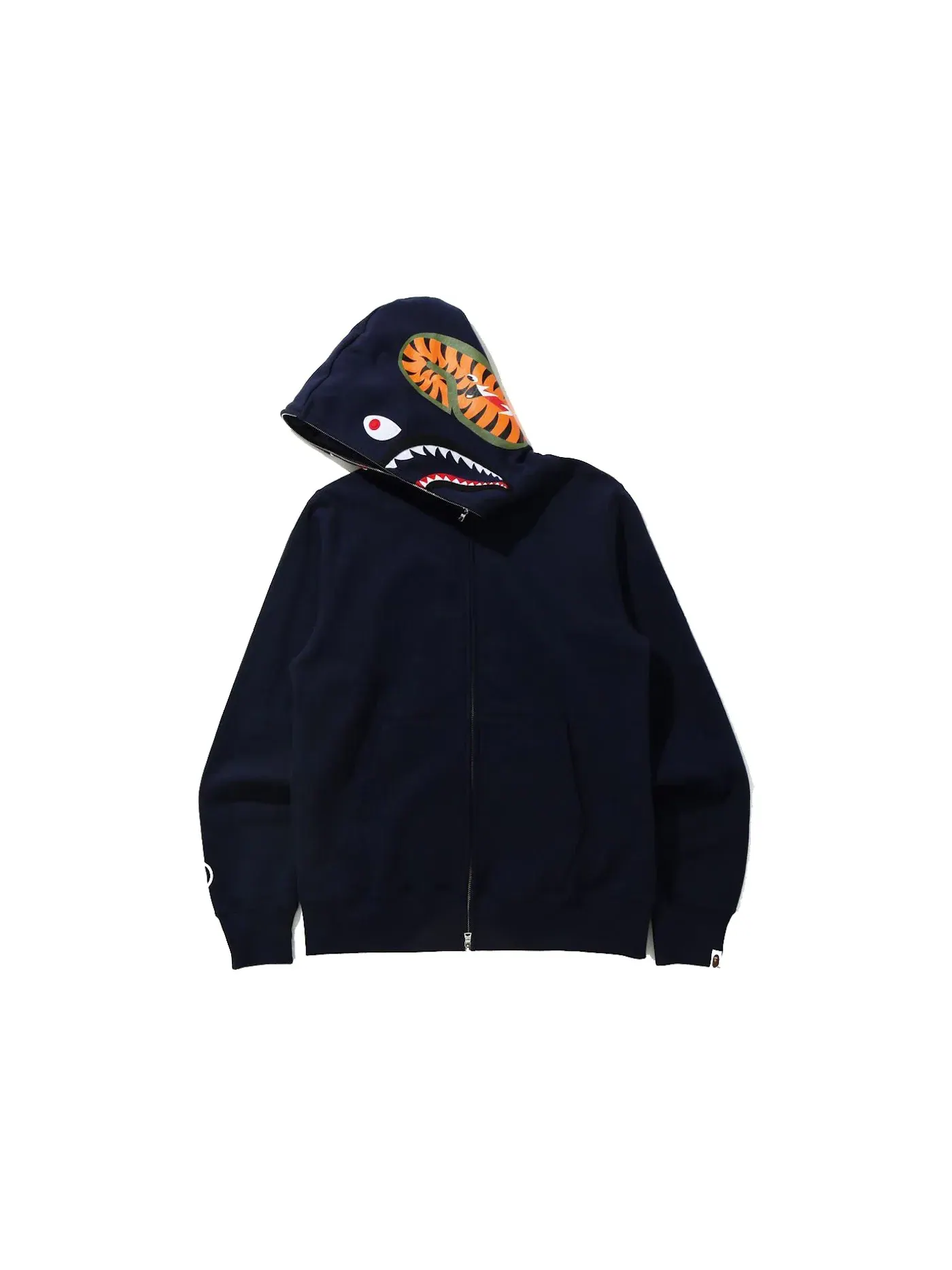 Мужская худи с принтом BAPE Shark Full Zip Hoodie (FW21) BAPE — изображение 2 из 2, темно-синий