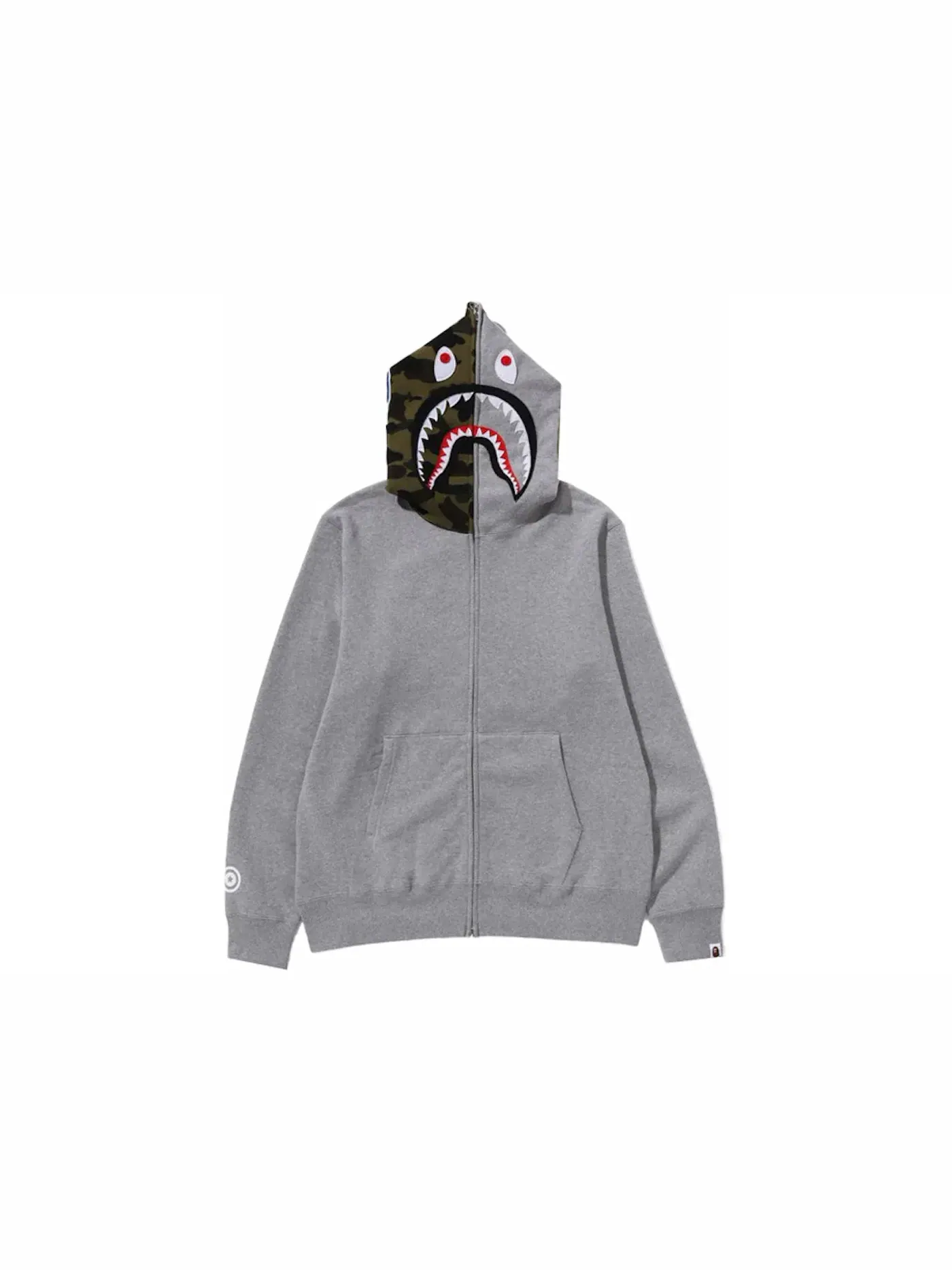 Мужская худи с полной застежкой-молнией Shark BAPE — изображение 1 из 3, серый