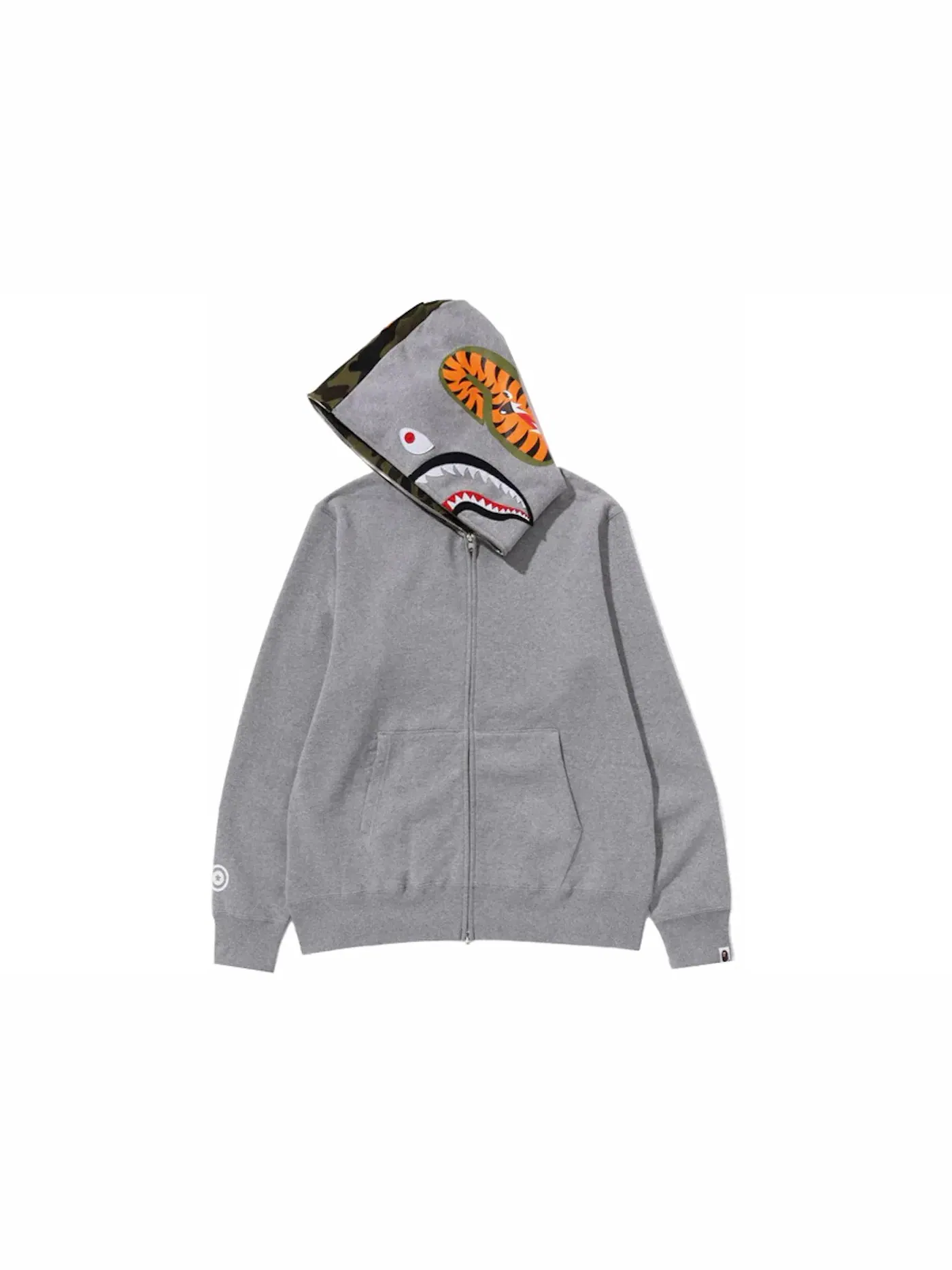 Мужская худи с полной застежкой-молнией Shark BAPE — изображение 3 из 3, серый