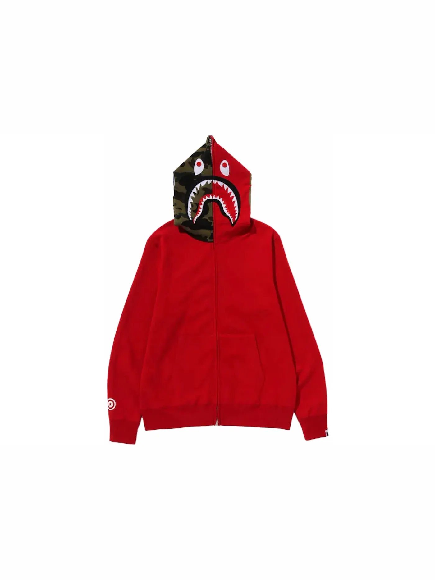 Мужская худи на молнии с принтом Shark BAPE — изображение 1 из 3, красный