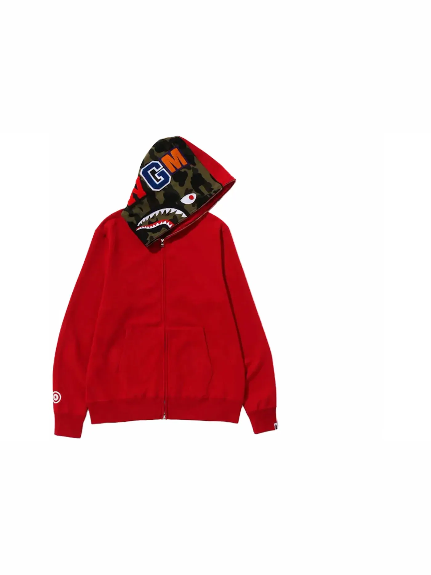 Мужская худи на молнии с принтом Shark BAPE — изображение 2 из 3, красный
