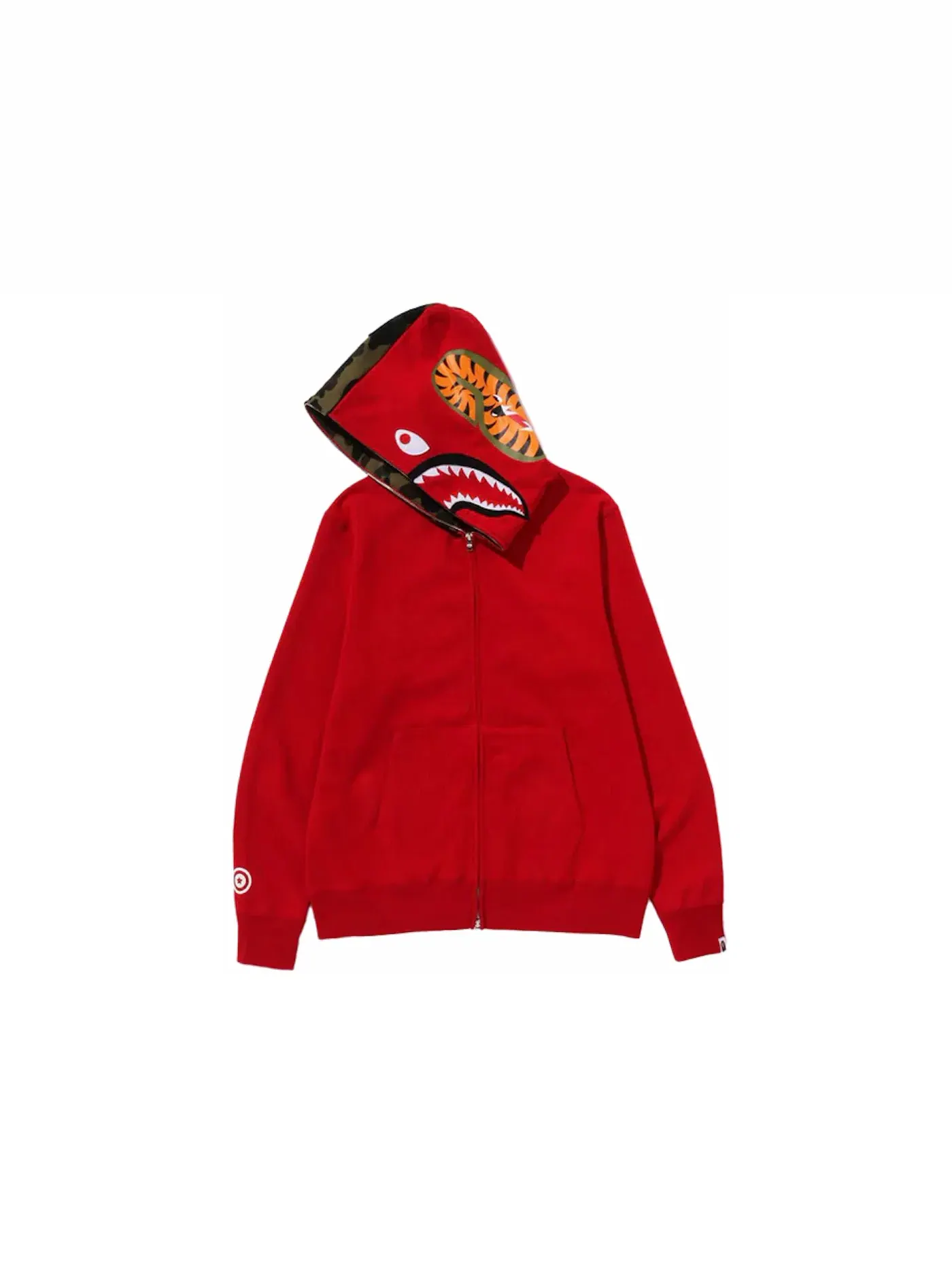 Мужская худи на молнии с принтом Shark BAPE — изображение 3 из 3, красный