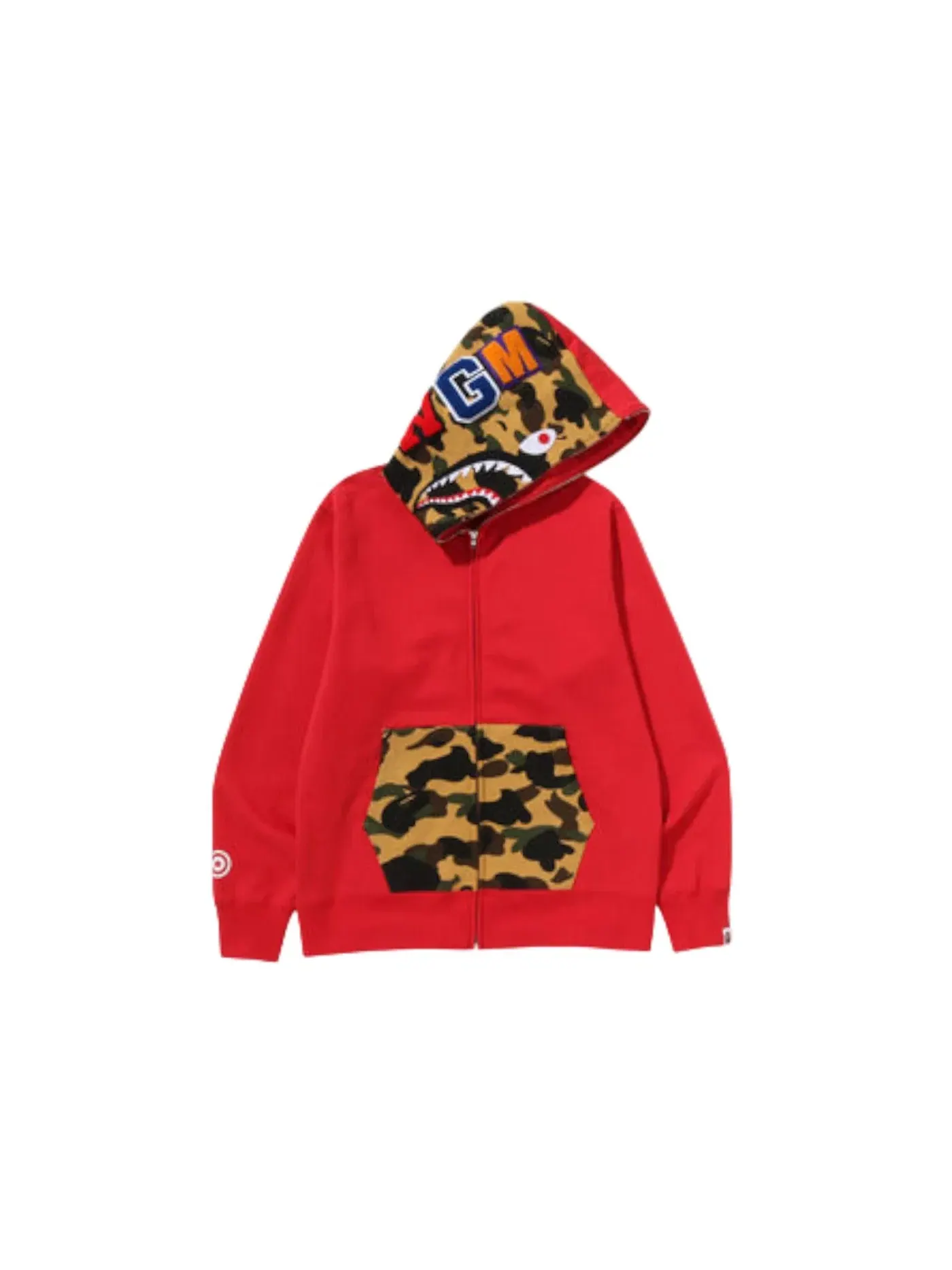 Мужская худи с полной застежкой-молнией Shark BAPE — изображение 1 из 1, красный