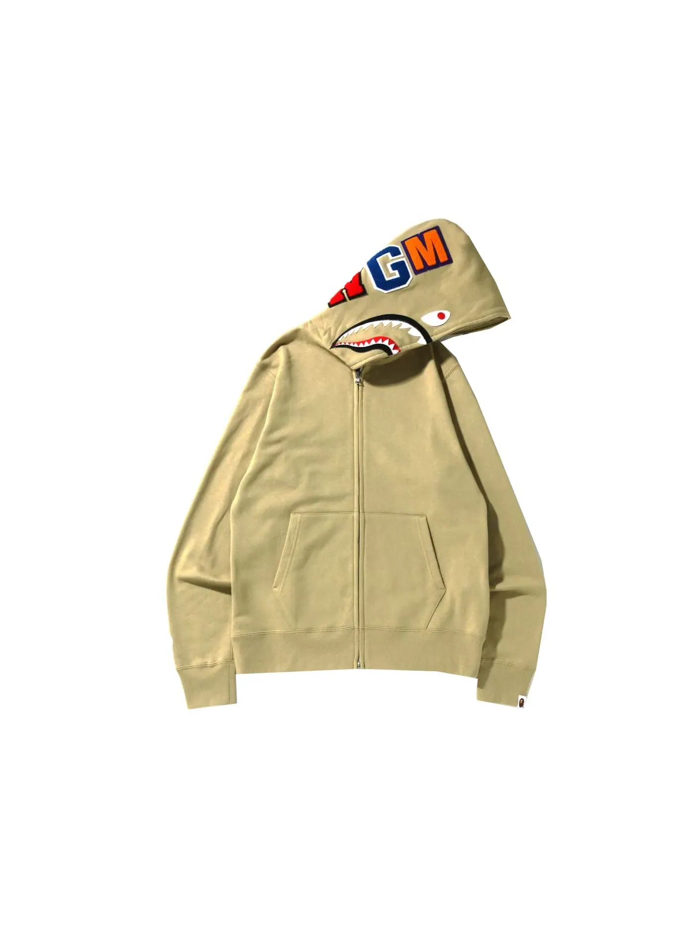 Мужская худи с застежкой-молнией BAPE Shark Full Zip Hoodie — изображение 1 из 3, бежевый