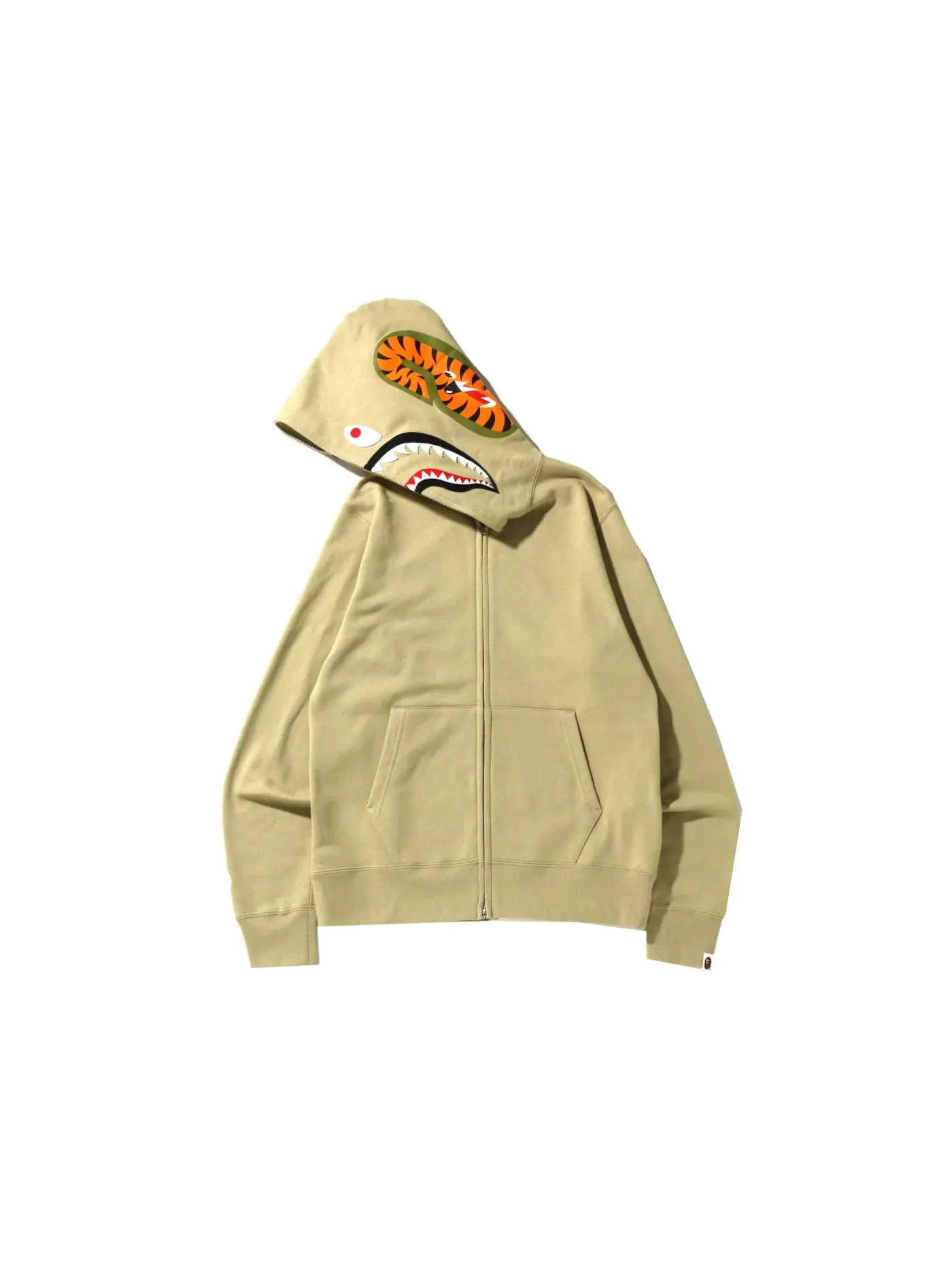 Мужская худи с застежкой-молнией BAPE Shark Full Zip Hoodie — изображение 2 из 3, бежевый
