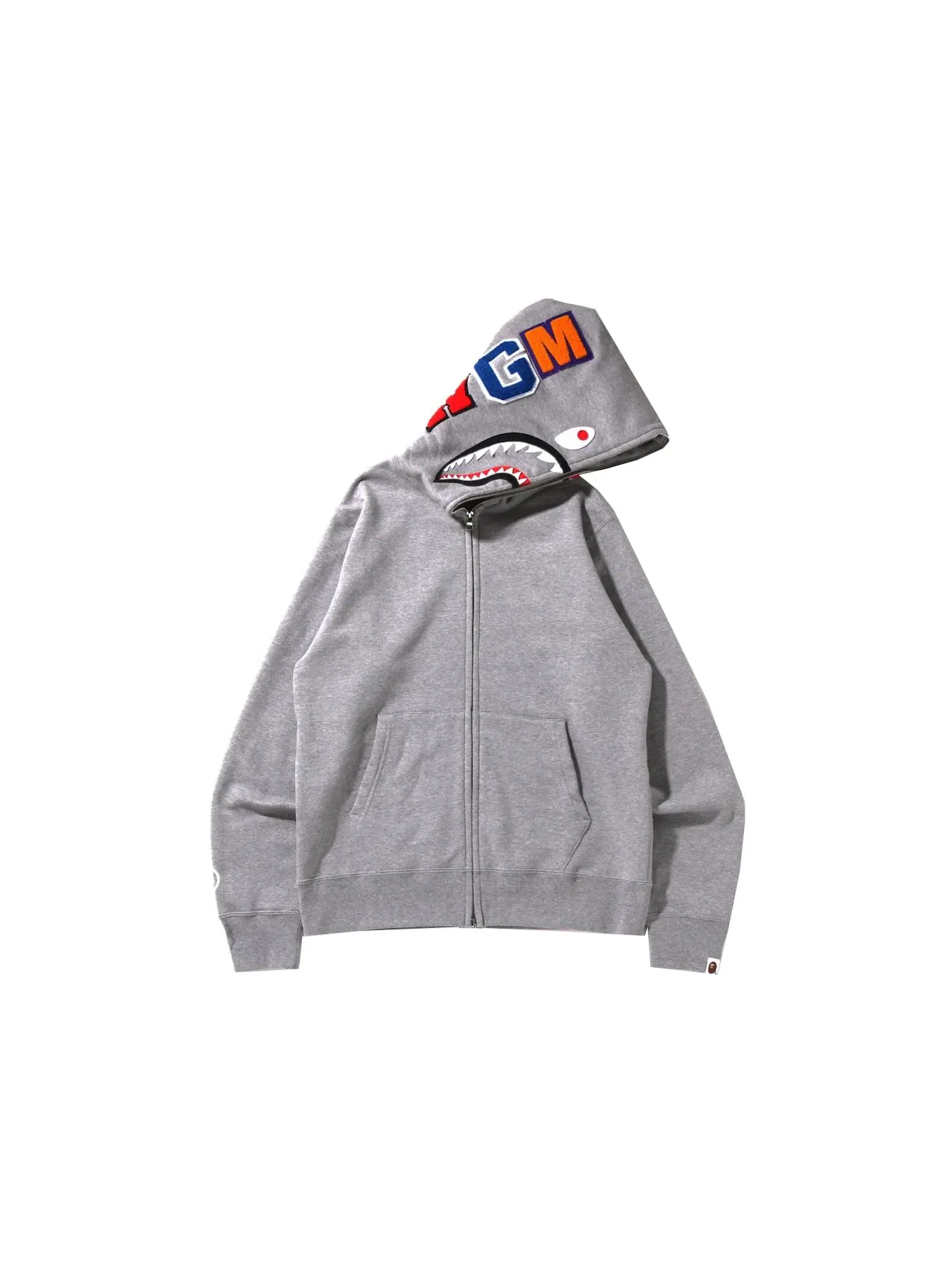 Мужская худи с полной застежкой-молнией Shark BAPE — изображение 1 из 3, серый