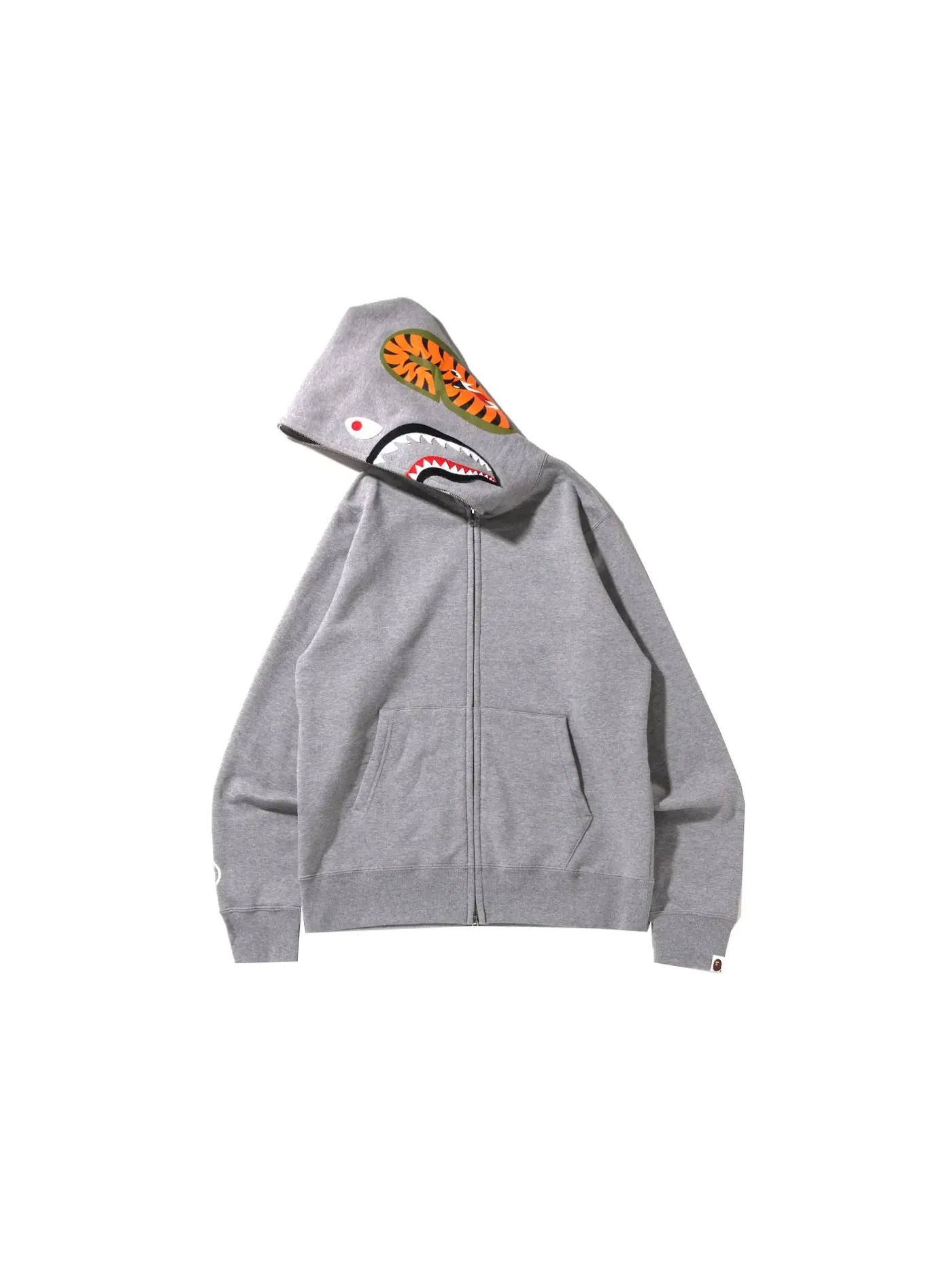 Мужская худи с полной застежкой-молнией Shark BAPE — изображение 2 из 3, серый