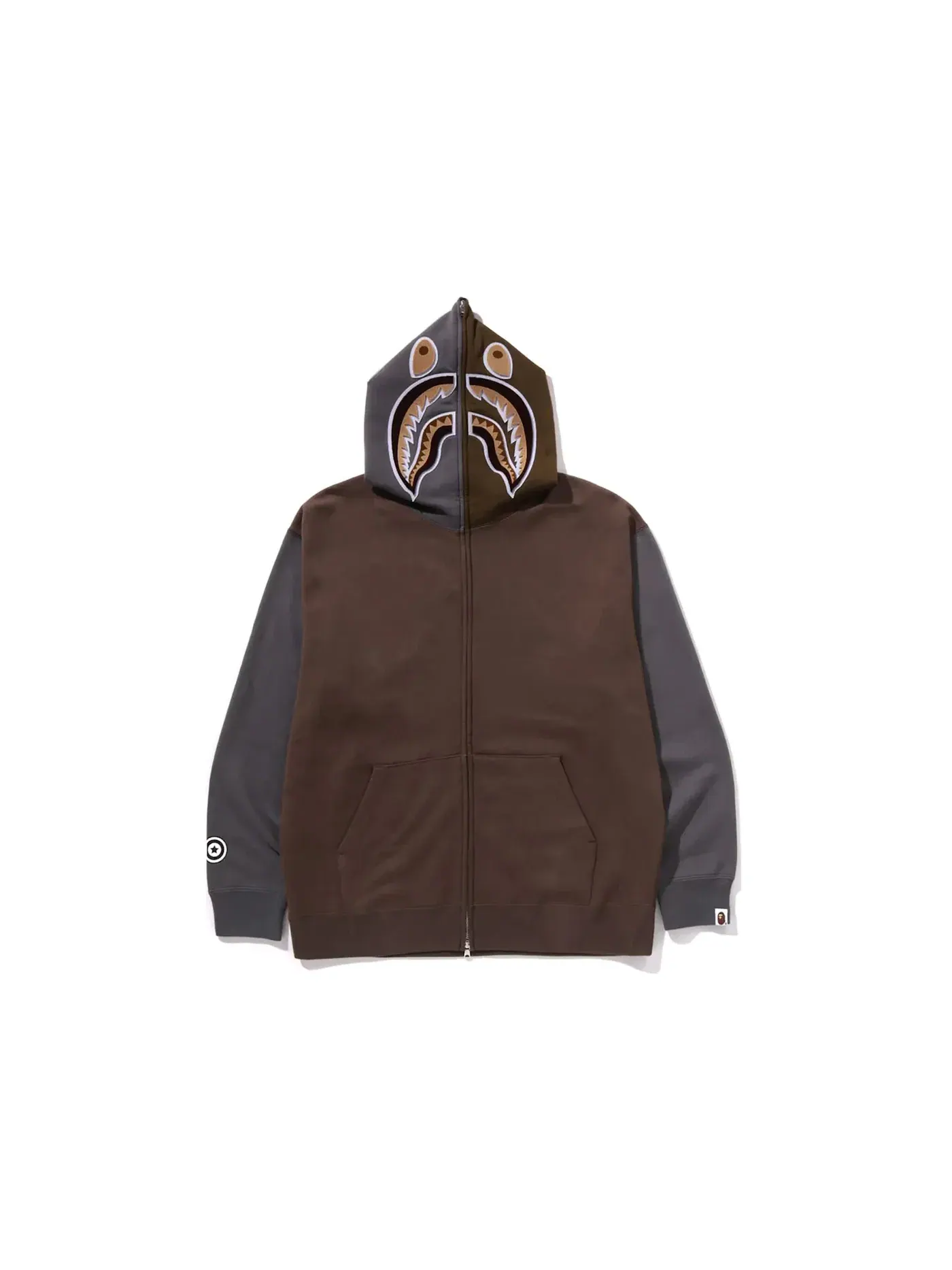 Мужской худи с принтом BAPE Shark Full Zip II Hoodie BAPE — изображение 1 из 2, бежевый