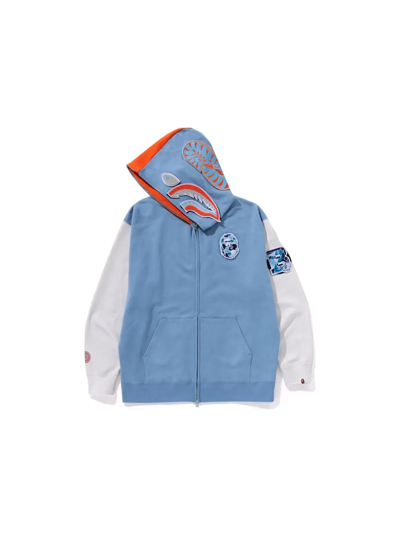 Мужская худи с принтом BAPE Shark Full Zip Indonesia Hoodie — изображение 1 из 2, синий