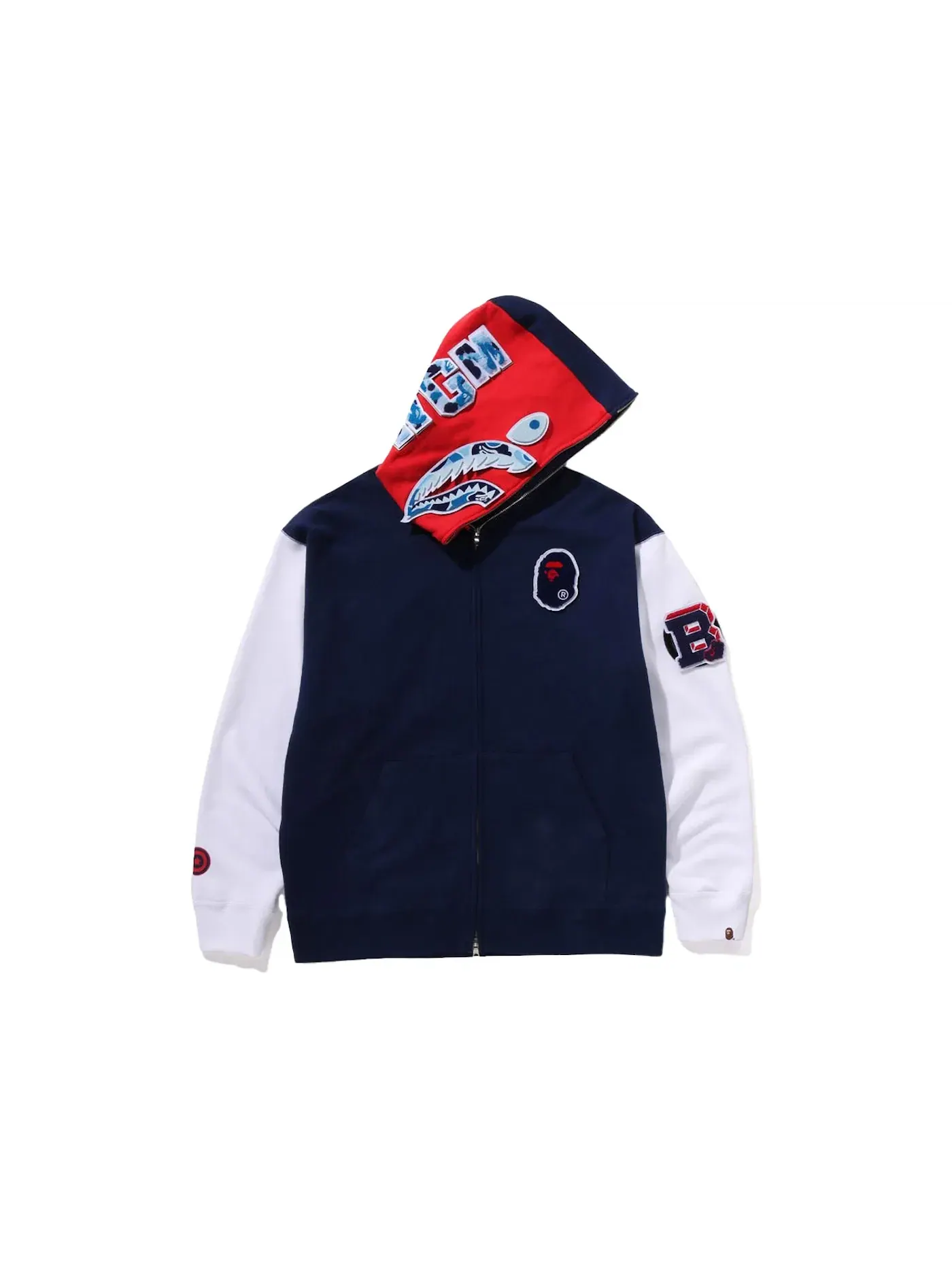 Мужская худи с принтом BAPE Shark Full Zip BAPE — изображение 1 из 2, темно-синий