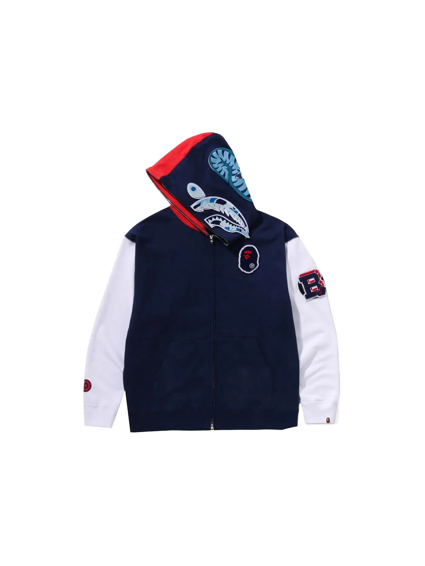 Мужская худи с принтом BAPE Shark Full Zip BAPE — изображение 2 из 2, темно-синий