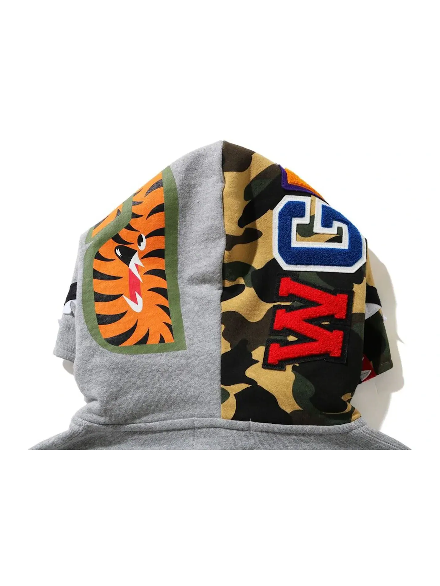 Мужской худи с молнией на половину длины с принтом Shark BAPE — изображение 3 из 3, серый