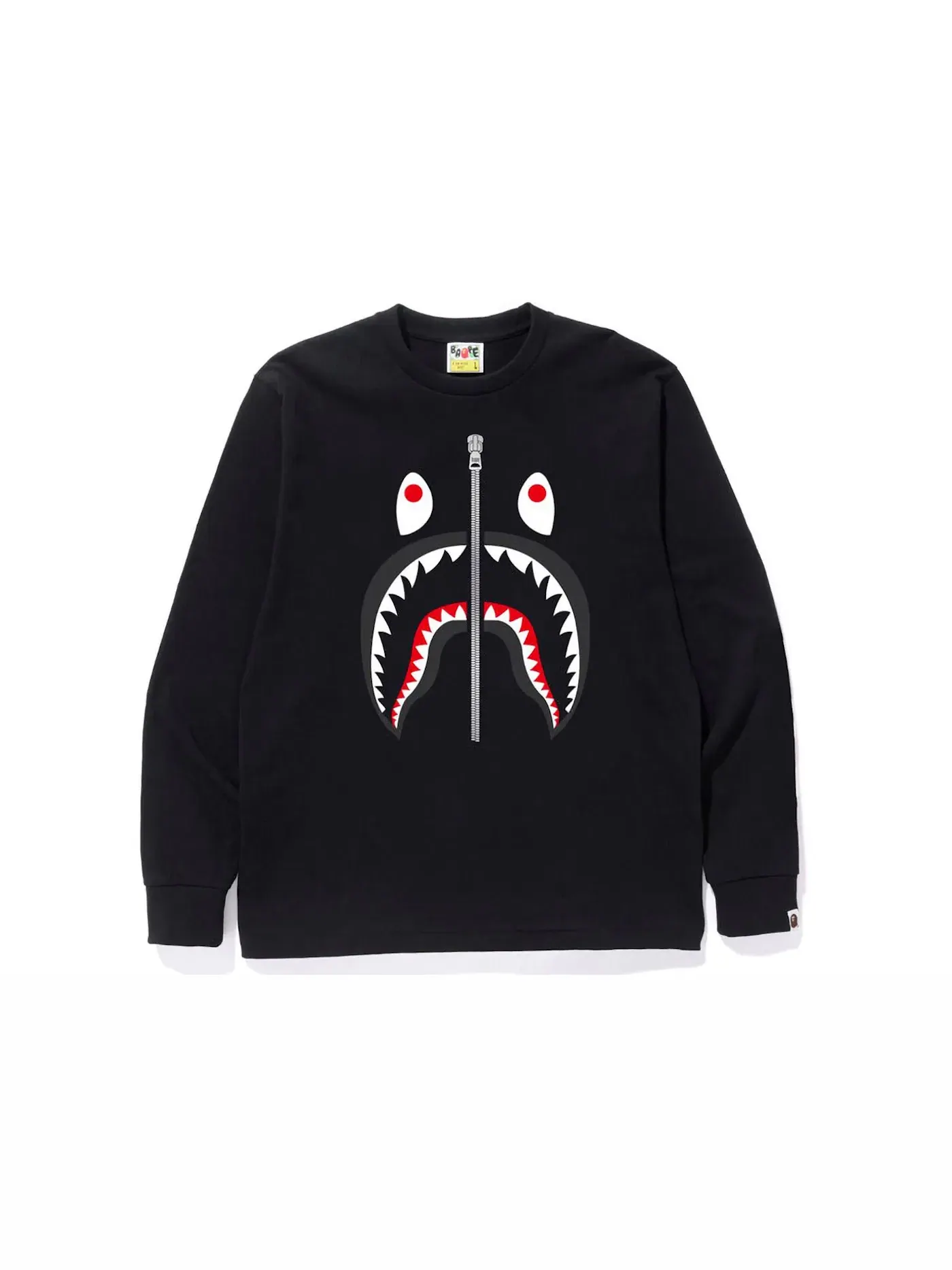 Мужская футболка с длинным рукавом BAPE Shark L/S Tee (SS23) — изображение 1 из 1, черный