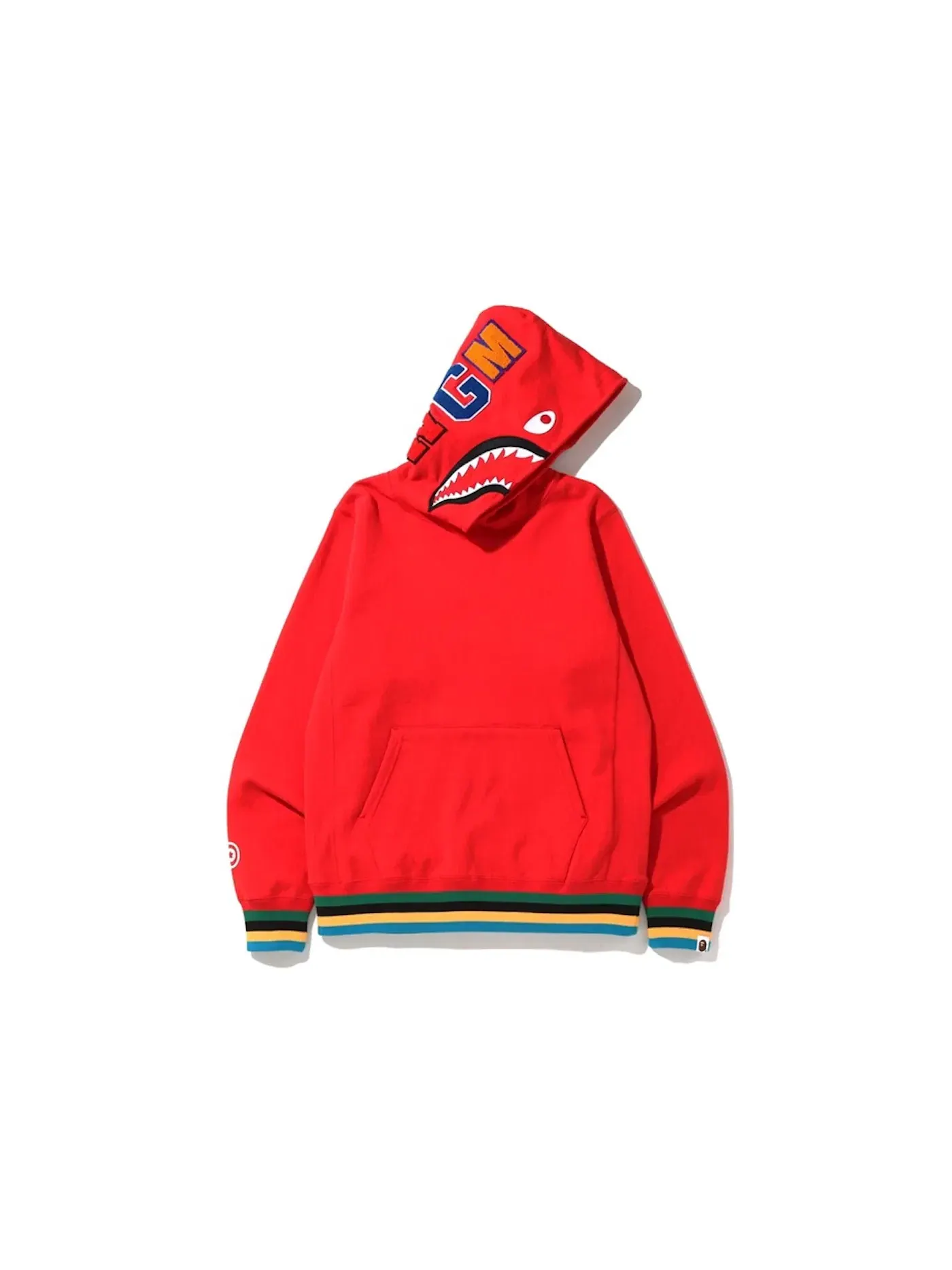 Мужской пуловер с капюшоном на молнии с принтом Shark Line BAPE — изображение 1 из 1, красный