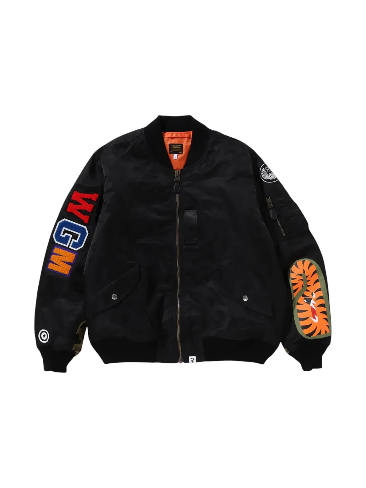 Мужская куртка-бомбер с принтом Shark BAPE — изображение 1 из 2, черный