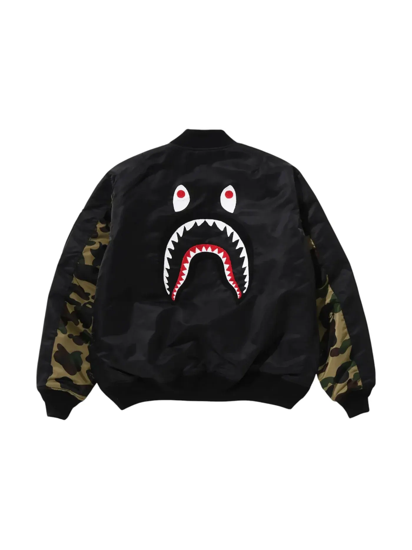 Мужская куртка-бомбер с принтом Shark BAPE — изображение 2 из 2, черный