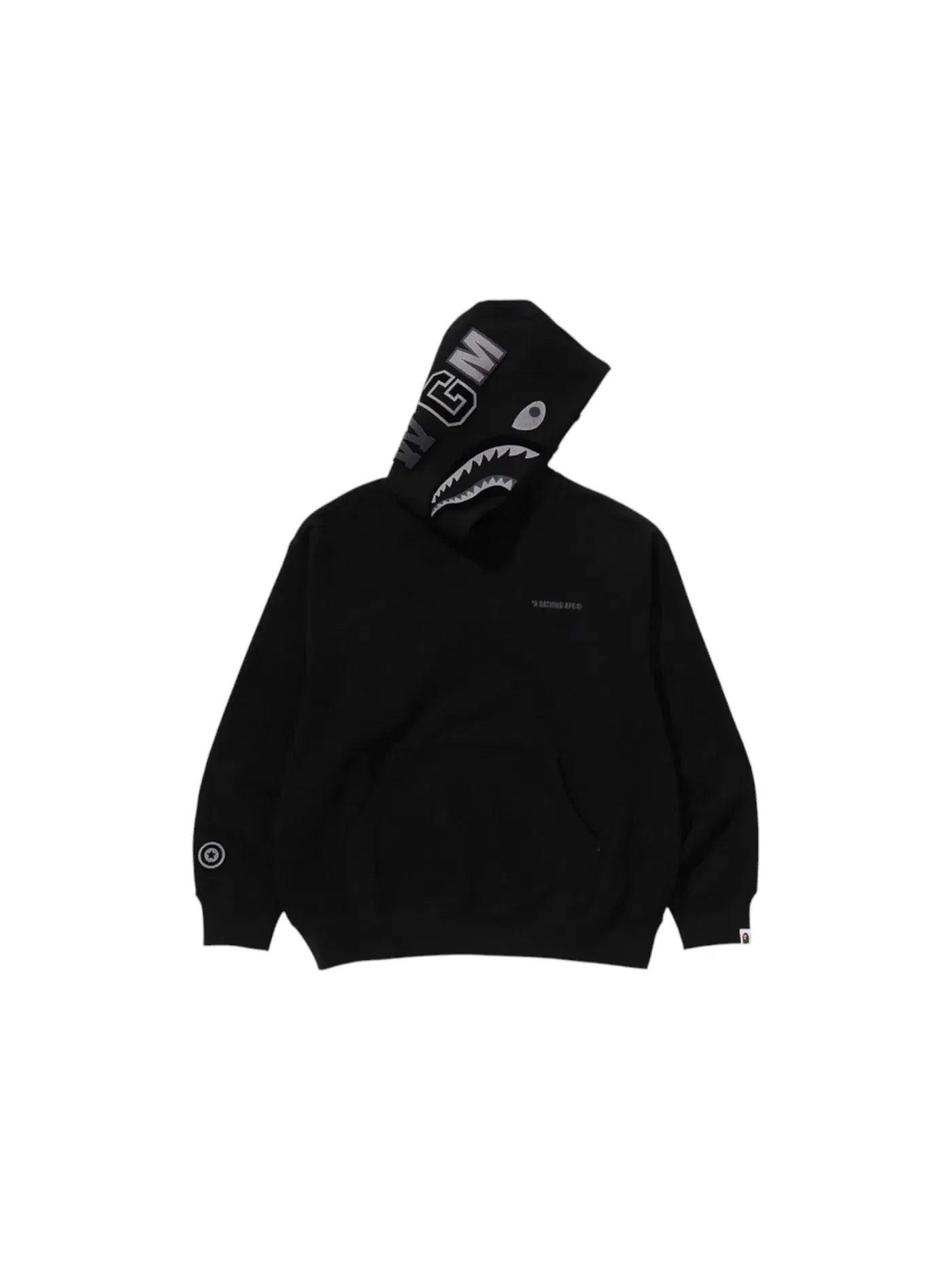 Мужской пуловер-худи свободного кроя с принтом Shark Logo BAPE — изображение 1 из 2, черный