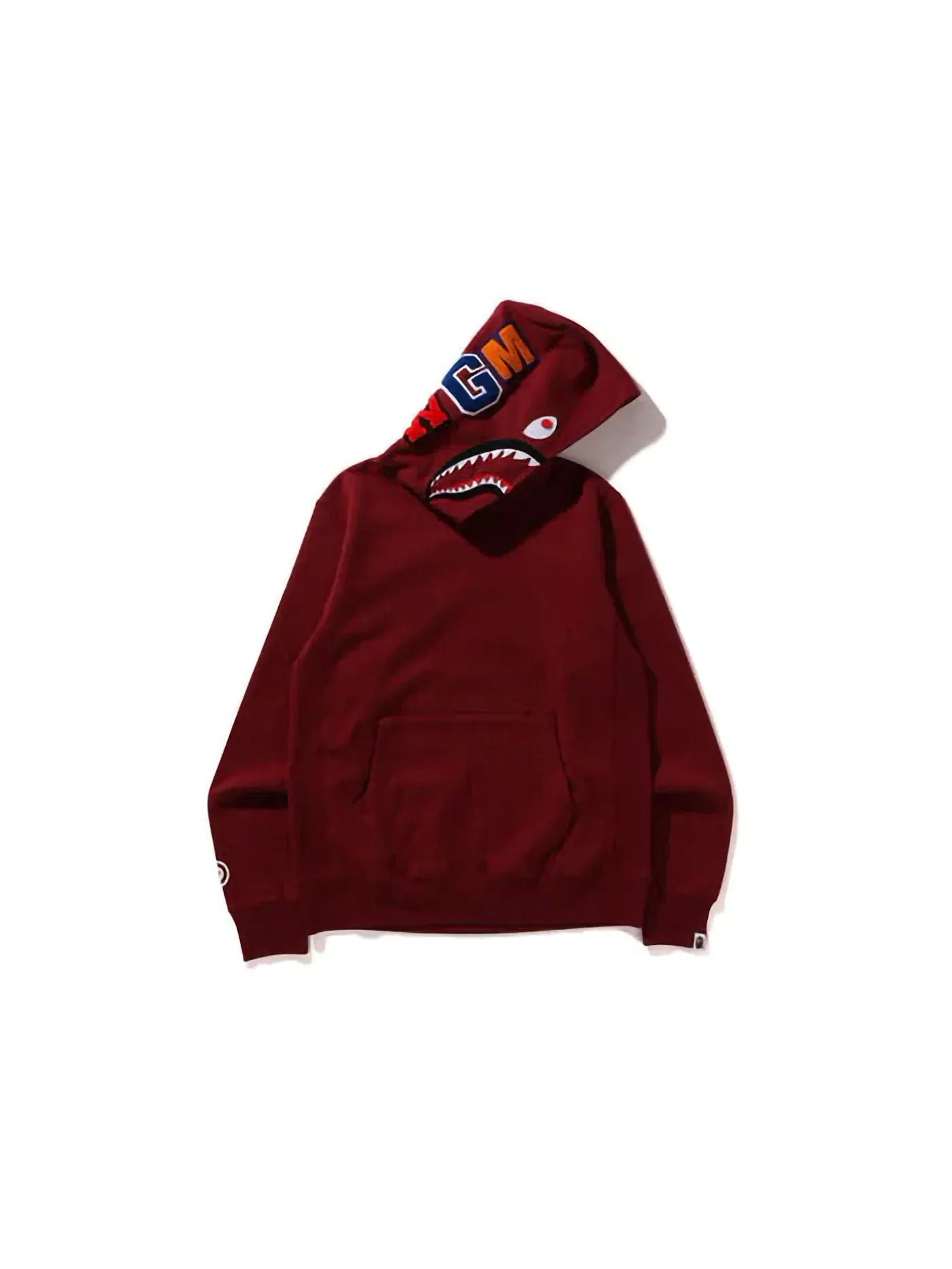 Мужской пуловер с капюшоном с принтом Shark BAPE — изображение 1 из 2, бордовый