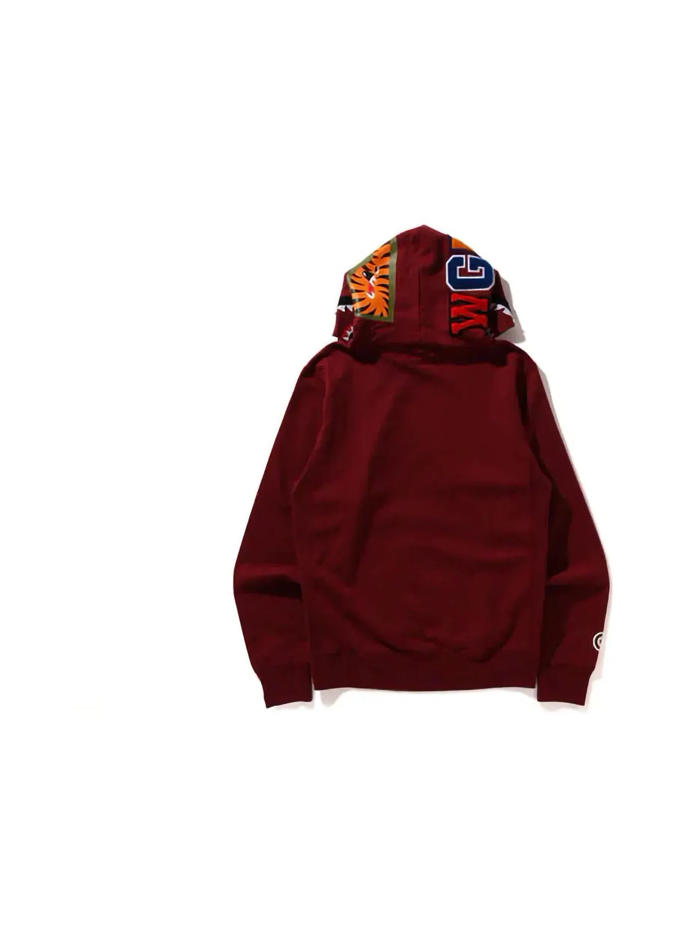 Мужской пуловер с капюшоном с принтом Shark BAPE — изображение 2 из 2, бордовый